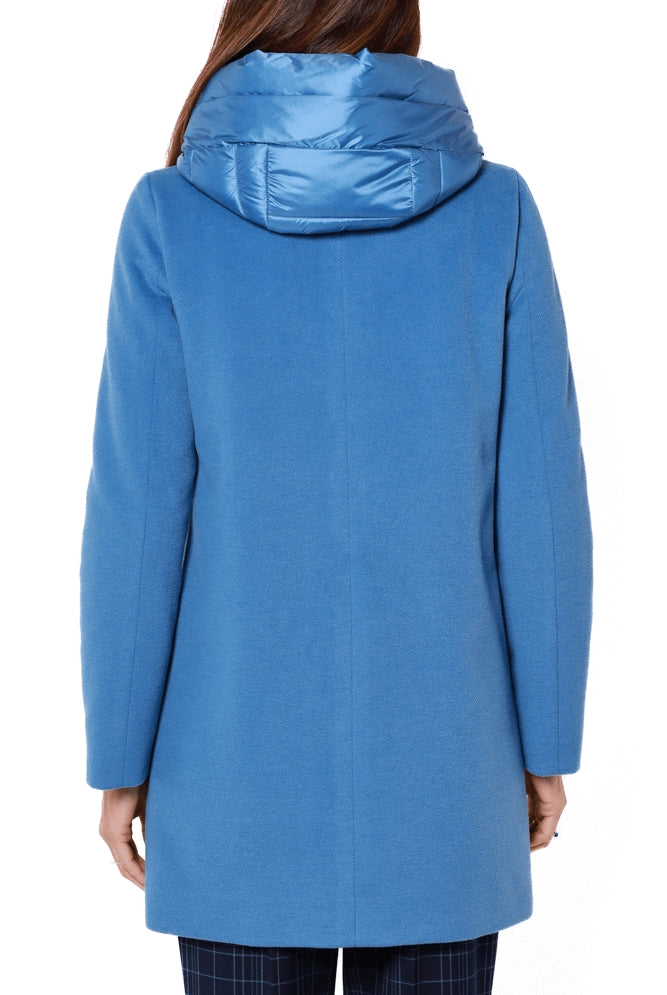 Emme Marella giacca invernale donna in panno con cappuccio blu