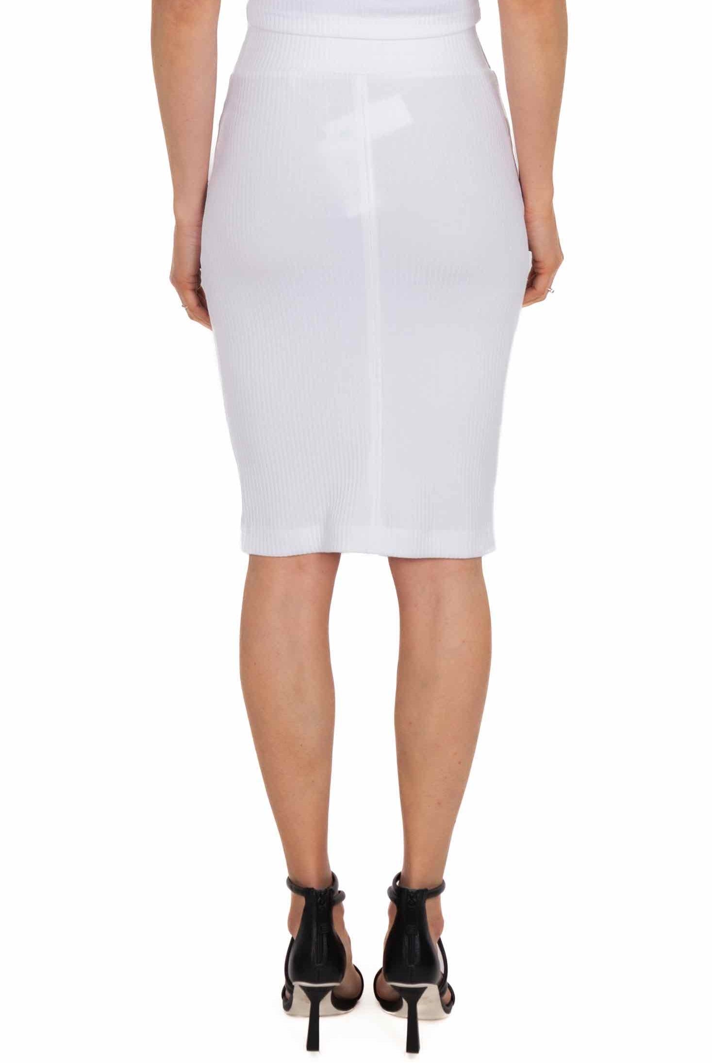 Guess Donna gonna longuette in maglia a costine bianco