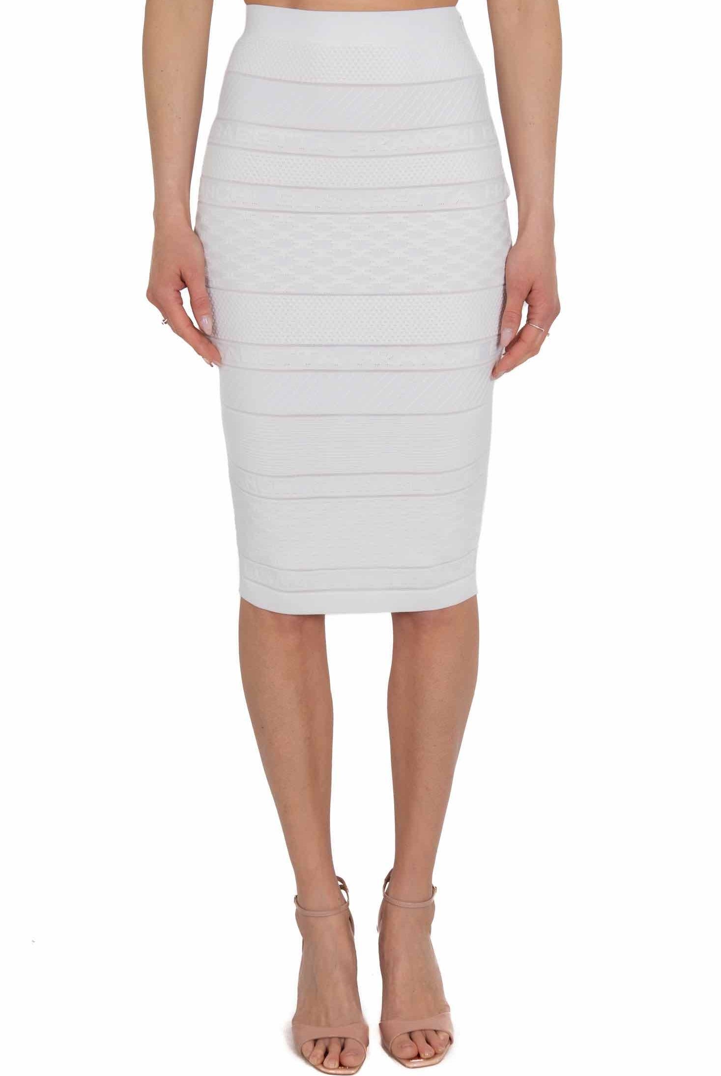 Elisabetta Franchi gonna longuette in maglia bianco