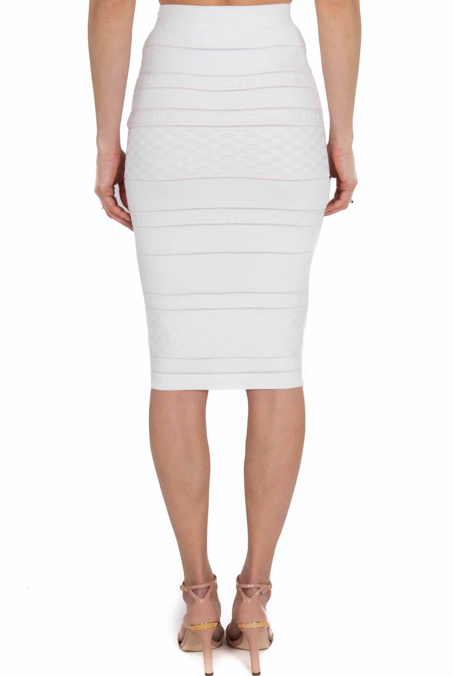 Elisabetta Franchi gonna longuette in maglia bianco