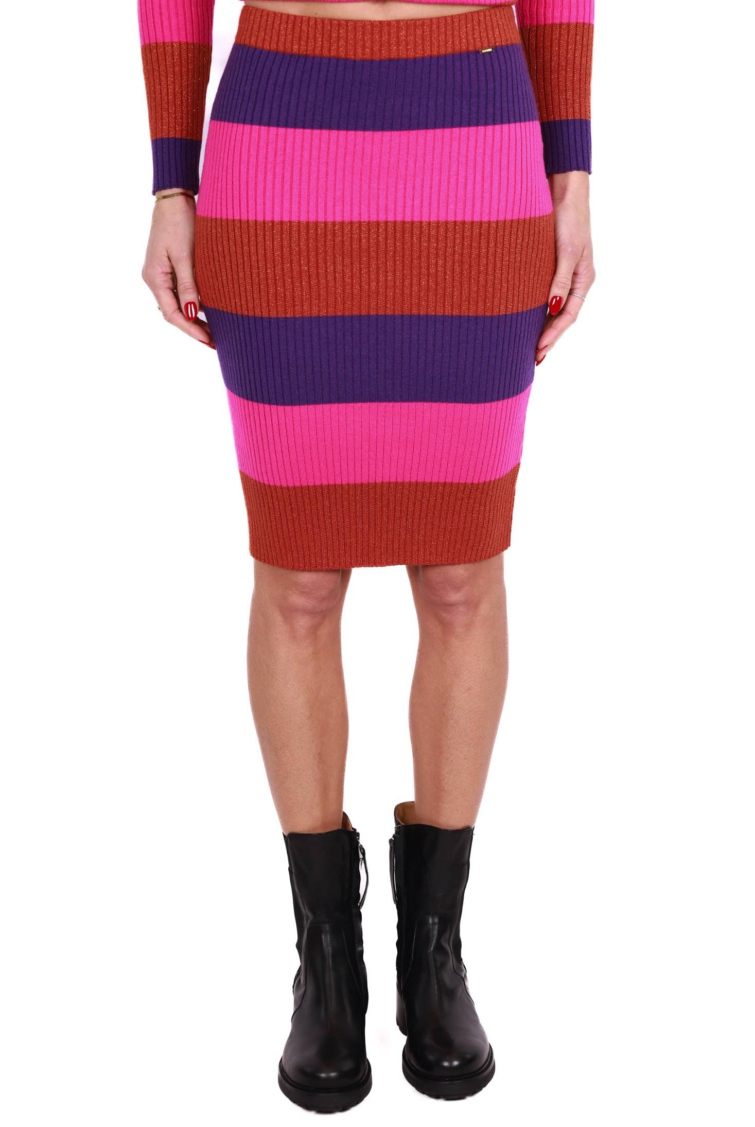 Fracomina gonna longuette in maglia fantasia