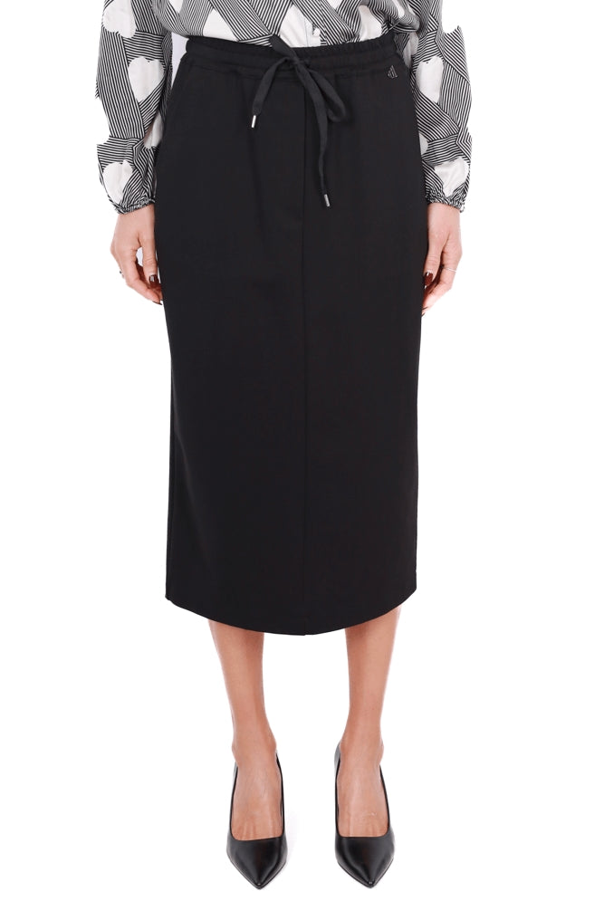 Dixie gonna longuette in tessuto punto milano nero