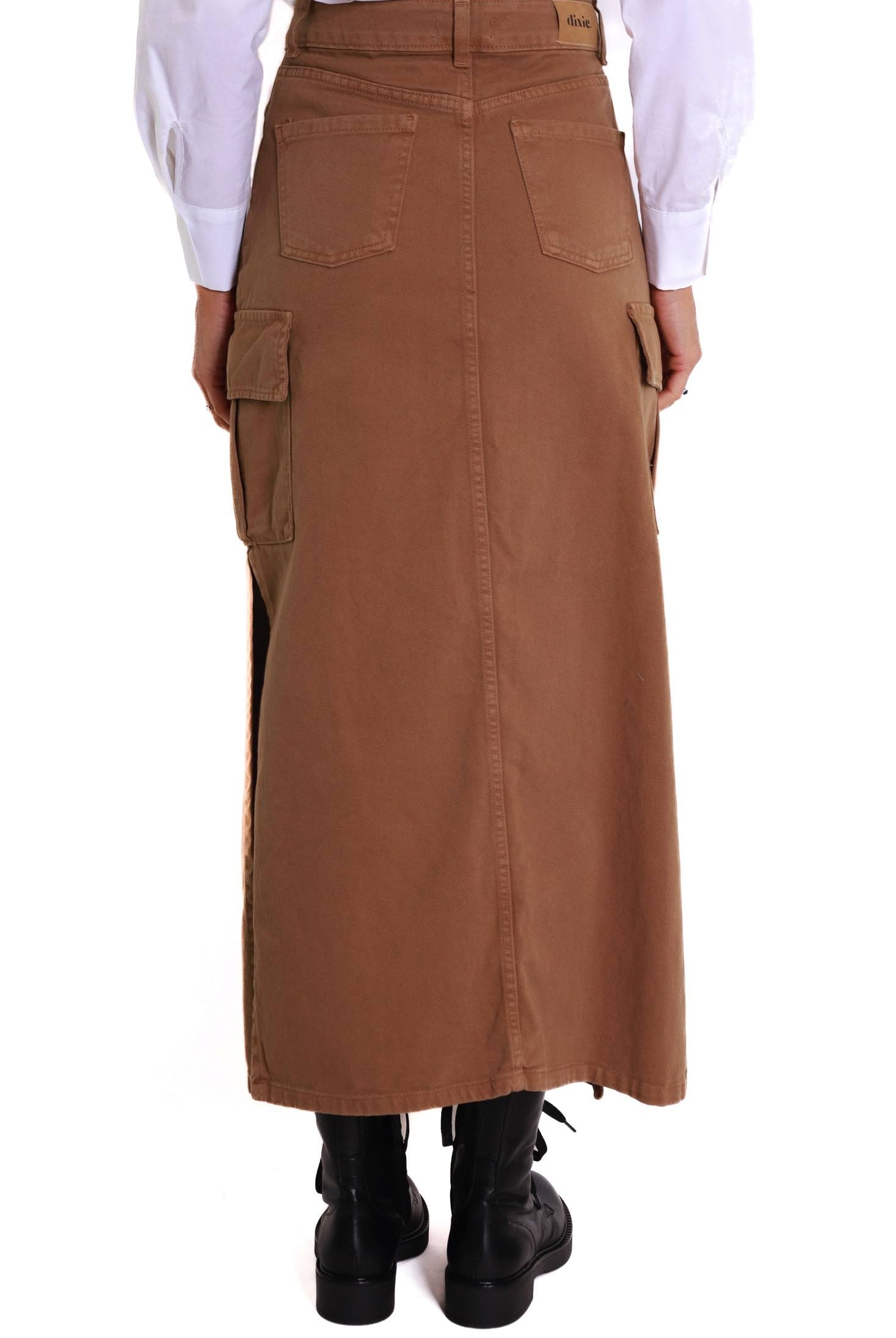 Dixie gonna lunga con tasconi cammello