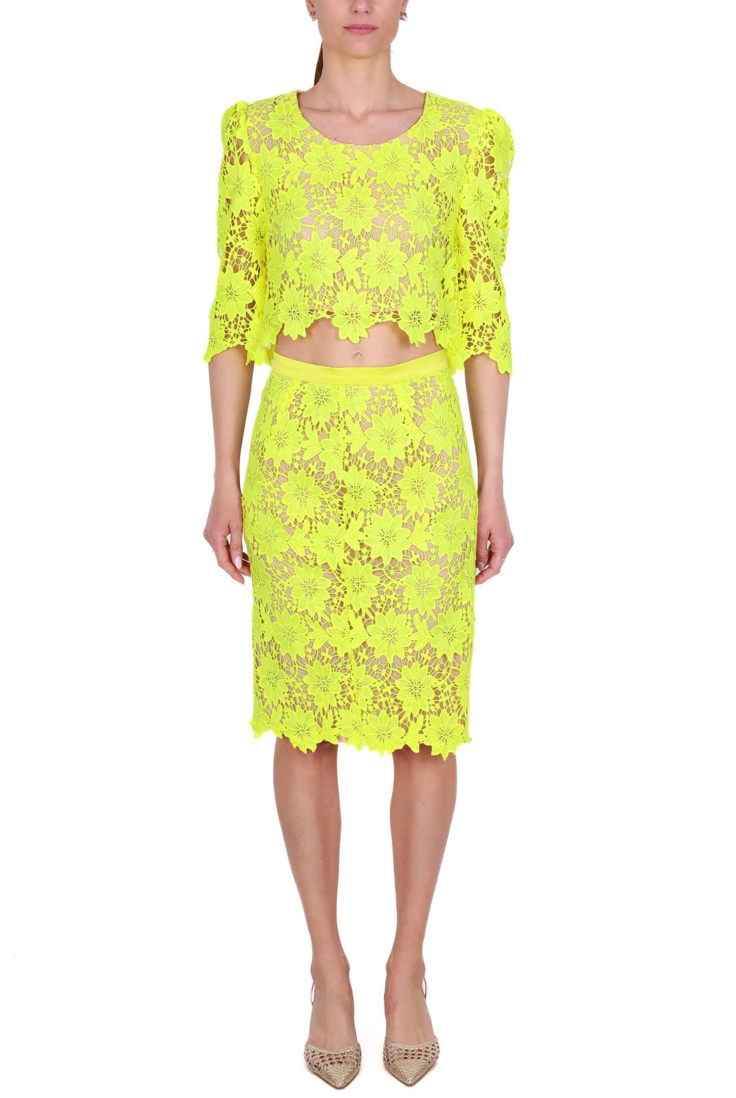 Fracomina gonna tubino in pizzo giallo