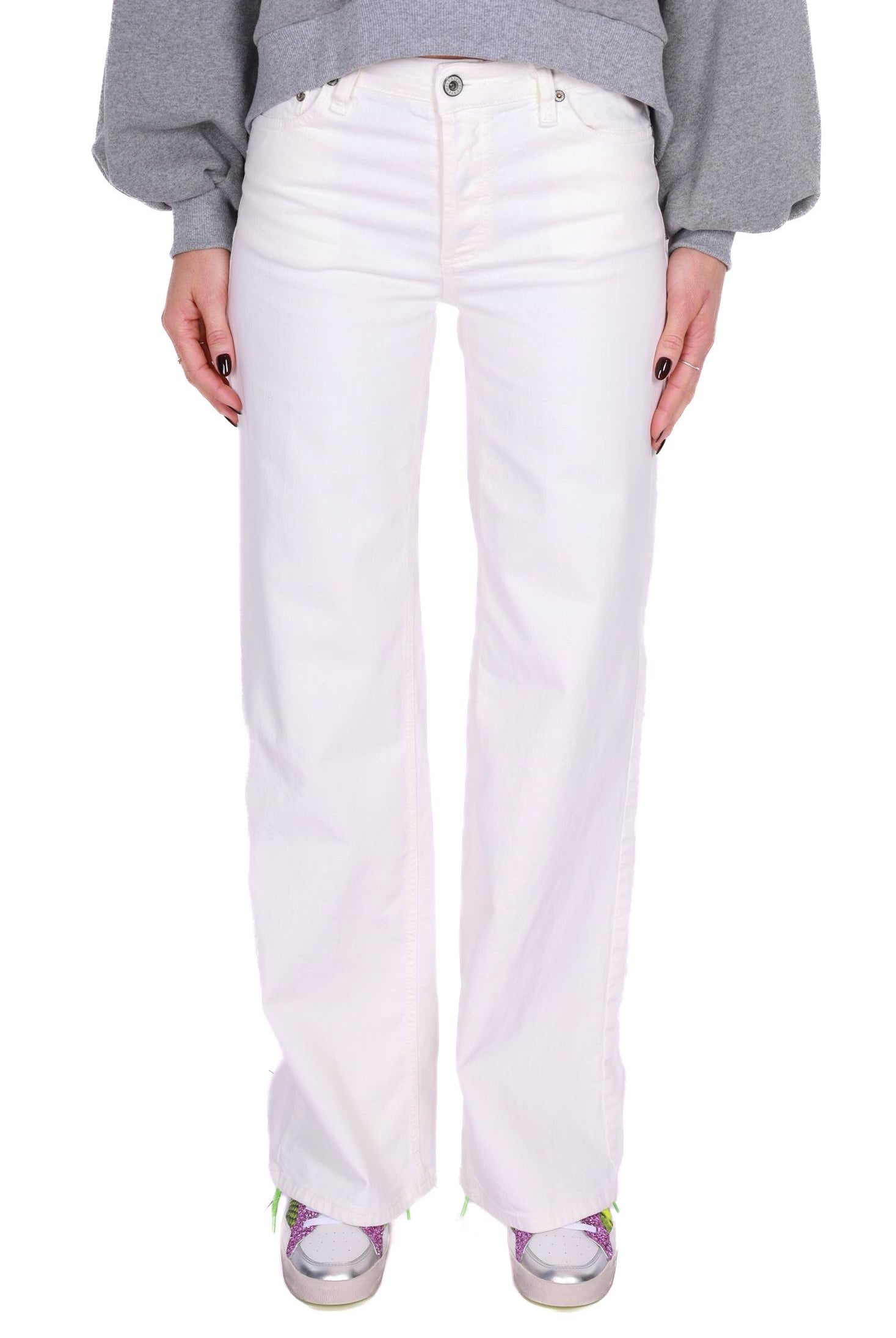 Please jeans a palazzo in bull denim bianco