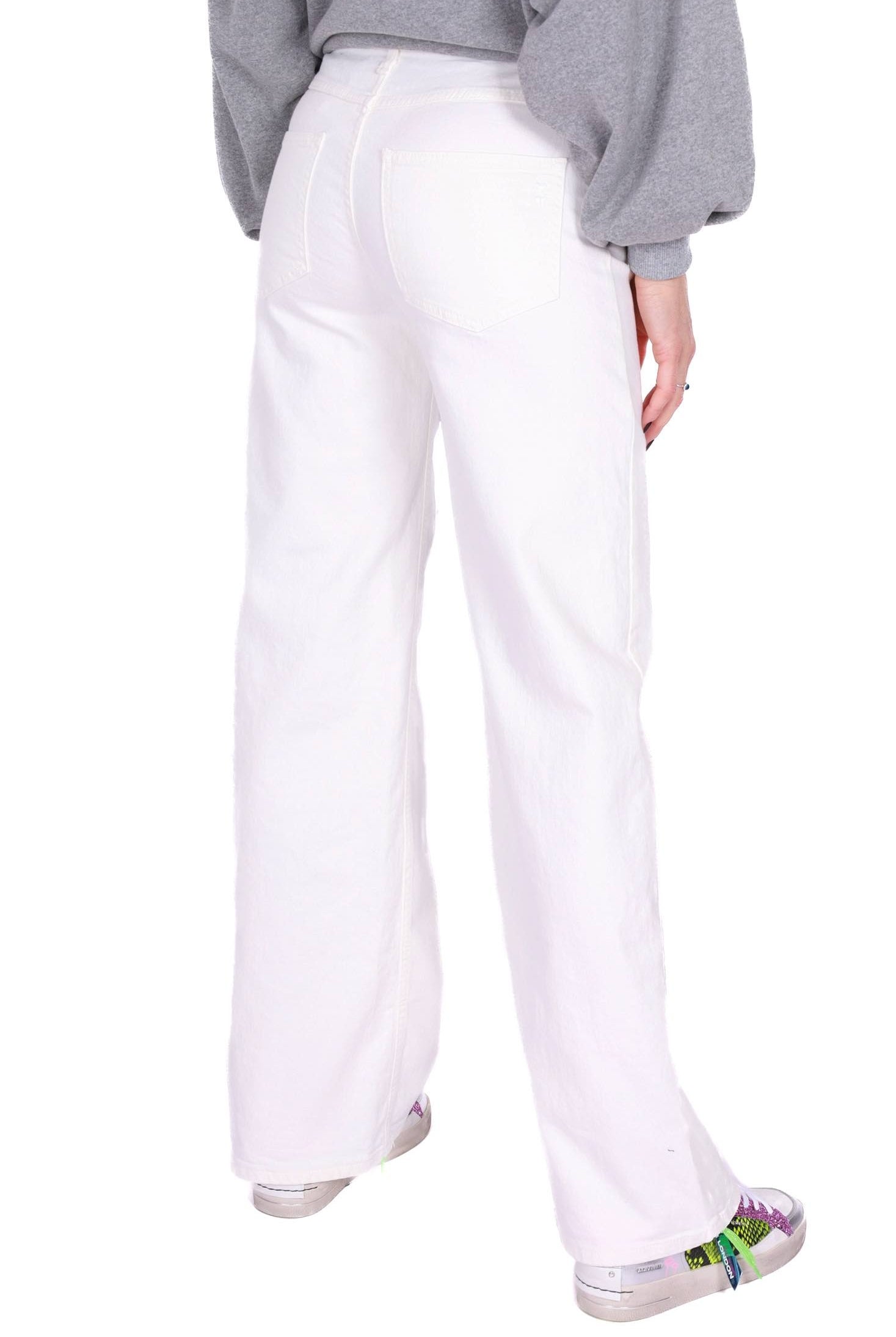 Please jeans a palazzo in bull denim bianco