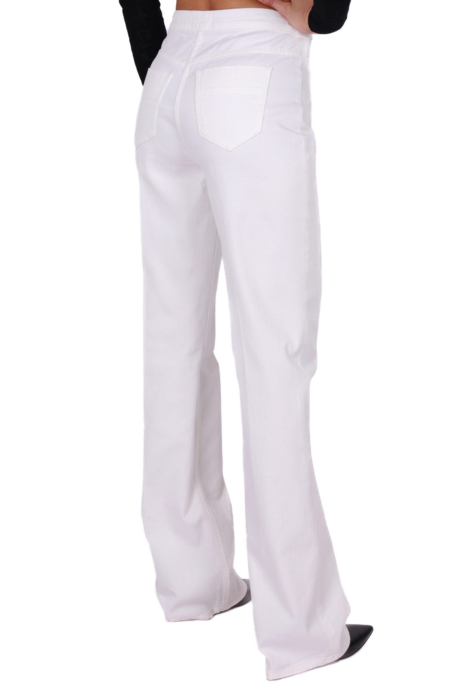 Elisabetta Franchi jeans a palazzo in denim stretch bianco