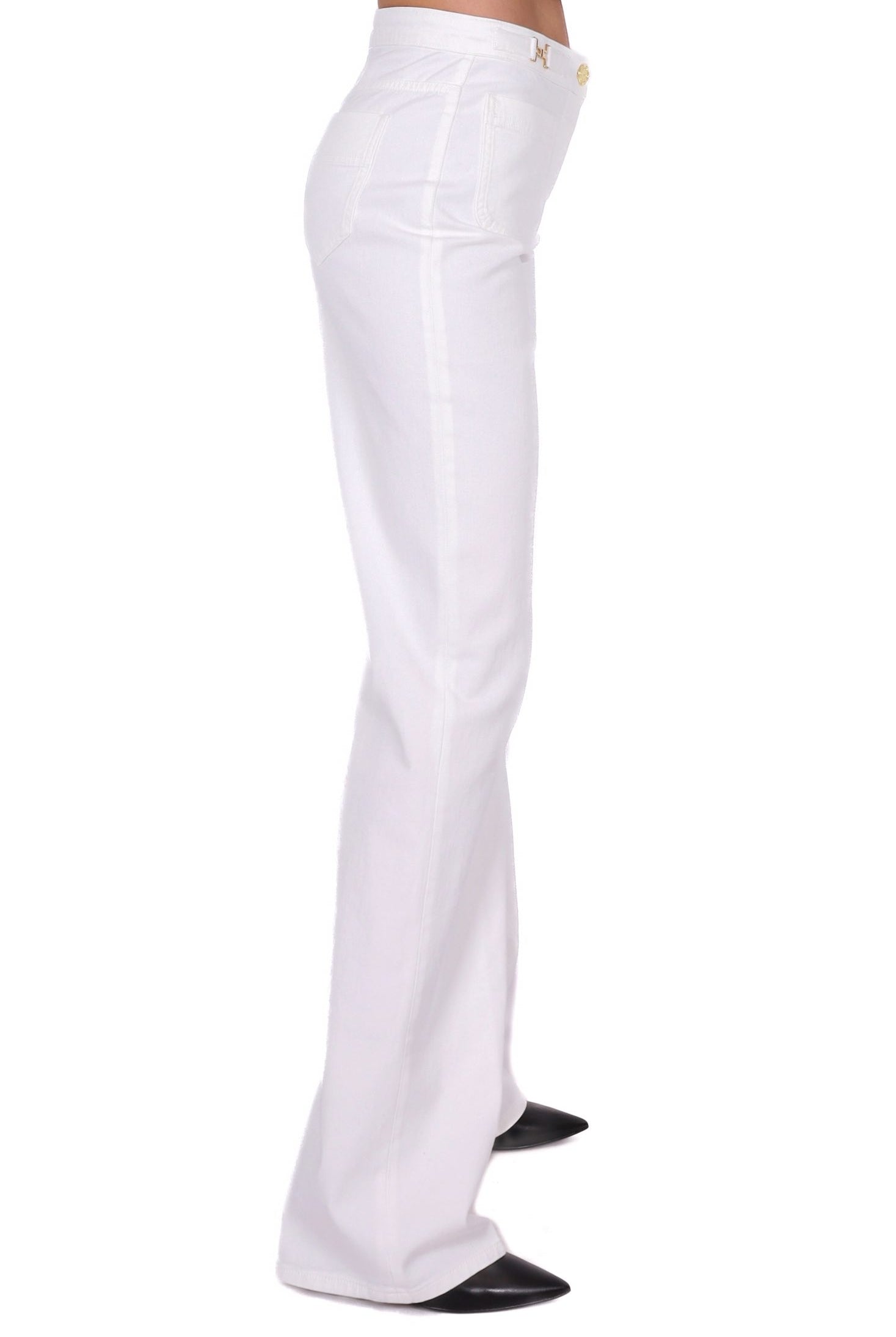 Elisabetta Franchi jeans a palazzo in denim stretch bianco