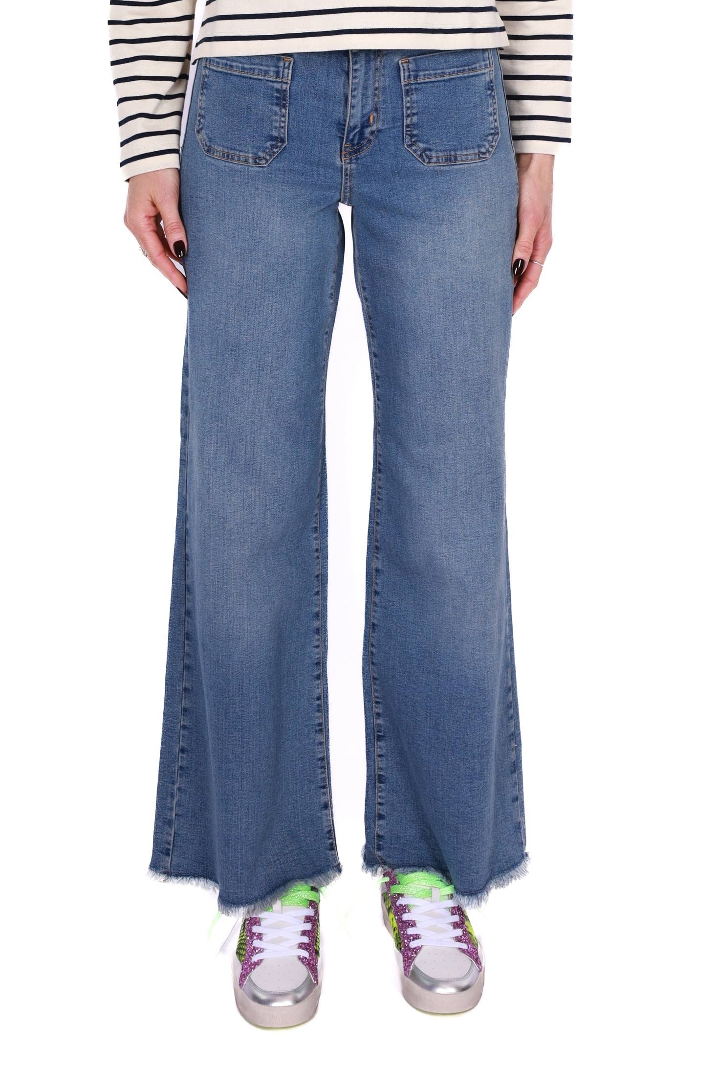 Emme Marella jeans a palazzo in denim stretch blu