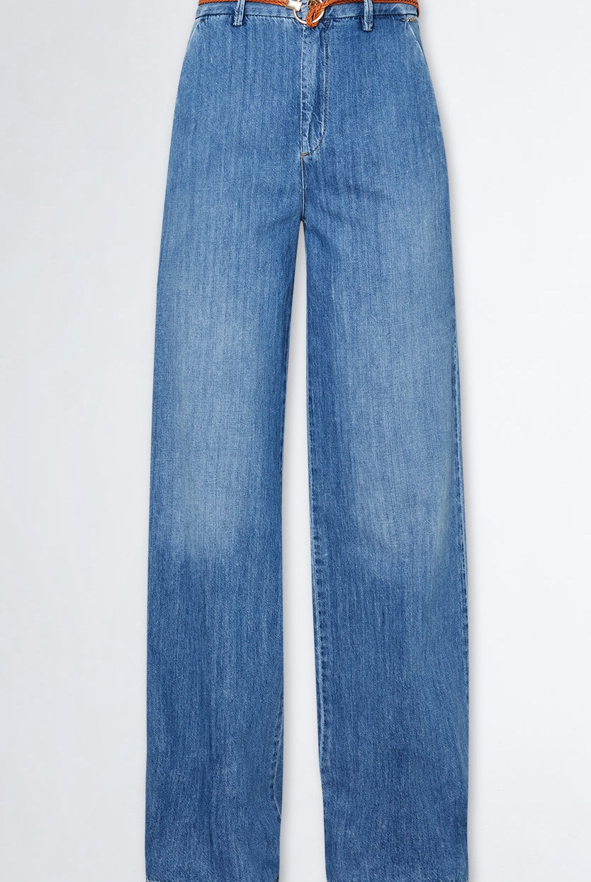 Blu Denim jeans a palazzo tasche america blu