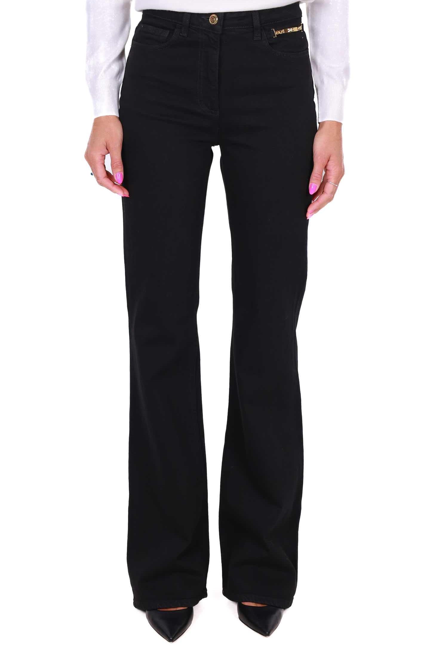 Elisabetta Franchi jeans a zampa in bull denim nero