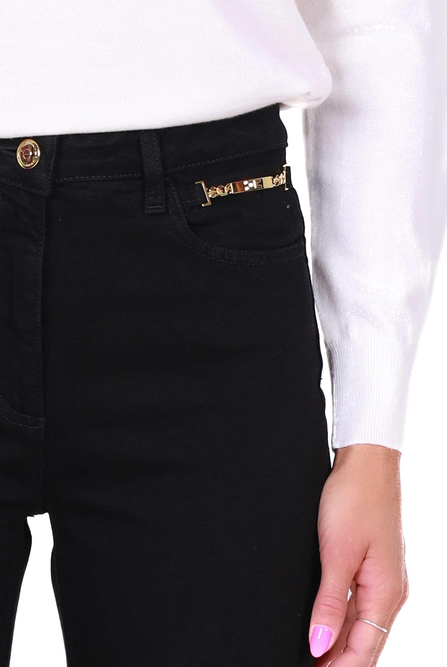 Elisabetta Franchi jeans a zampa in bull denim nero