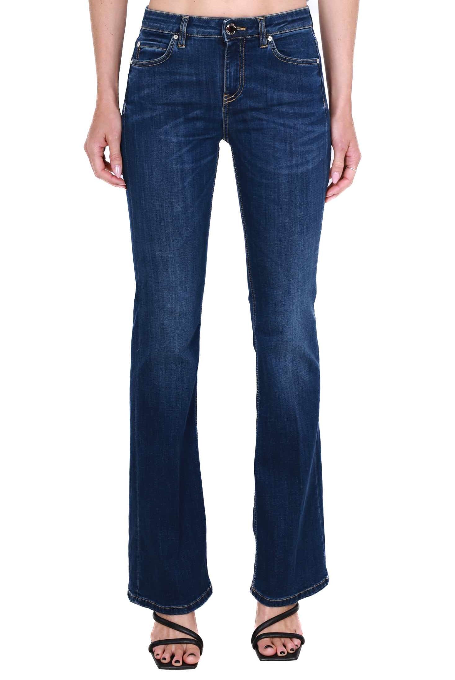Pinko jeans a zampa in tela denim blu