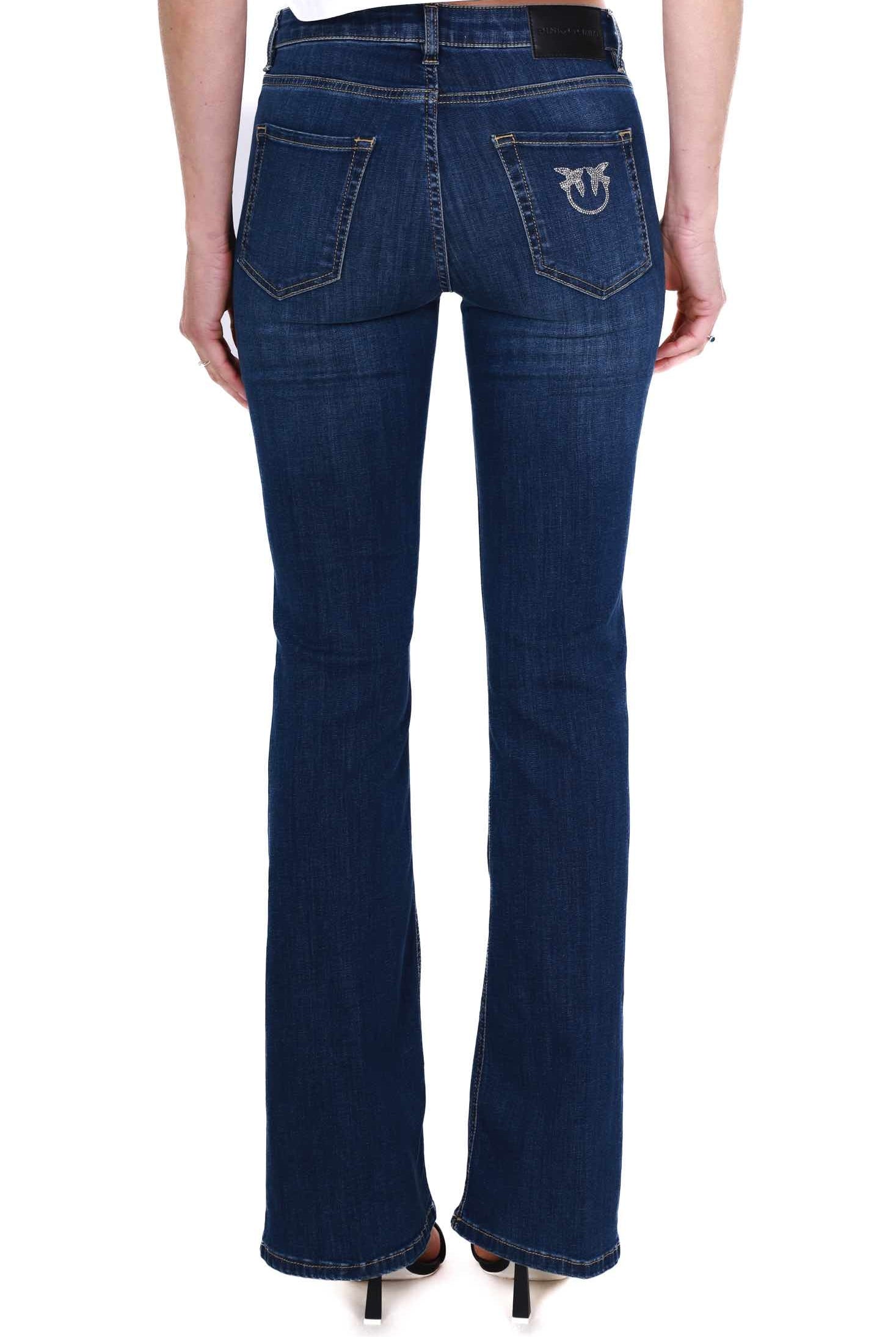 Pinko jeans a zampa in tela denim blu