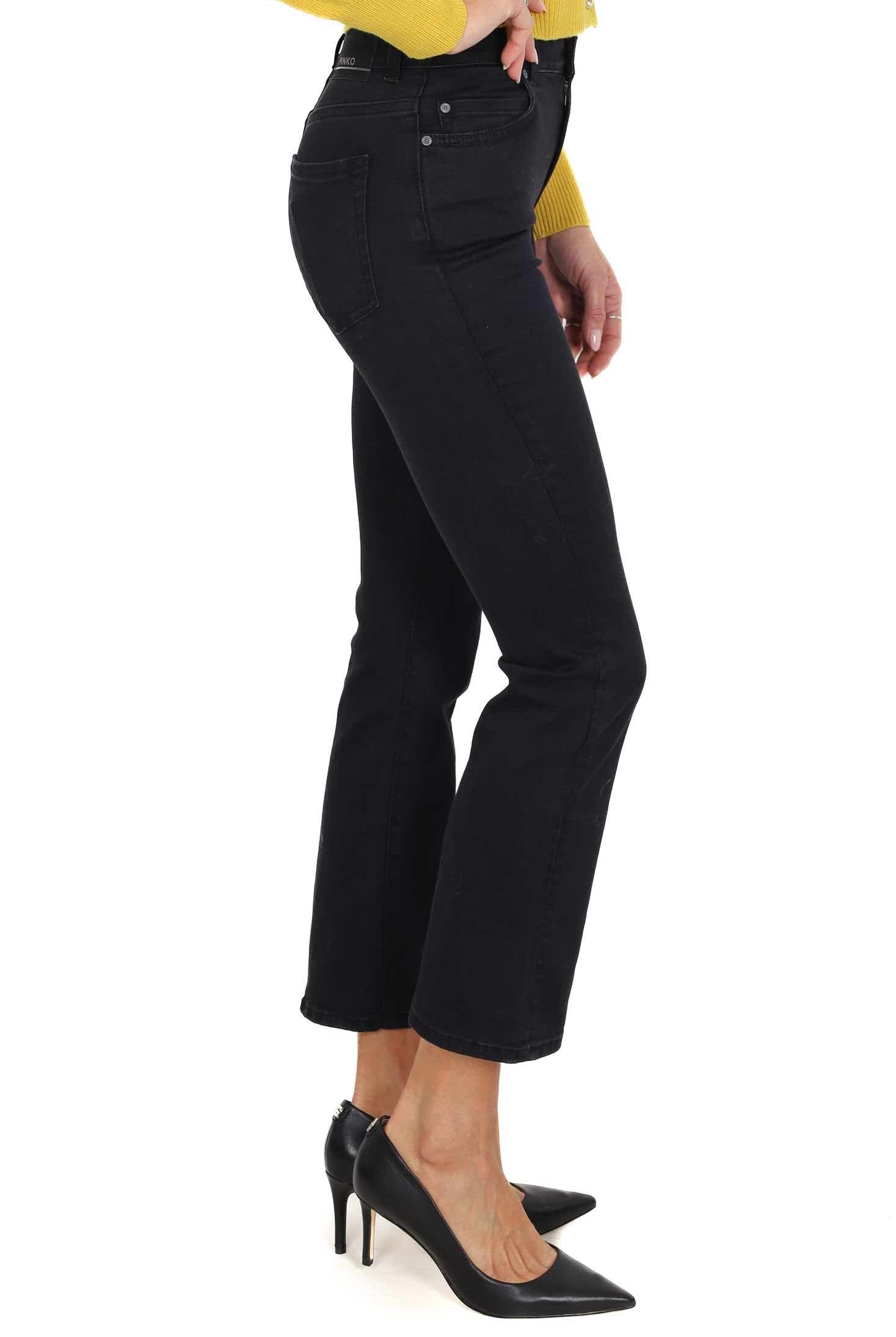 Pinko jeans boot cut in tela denim nero