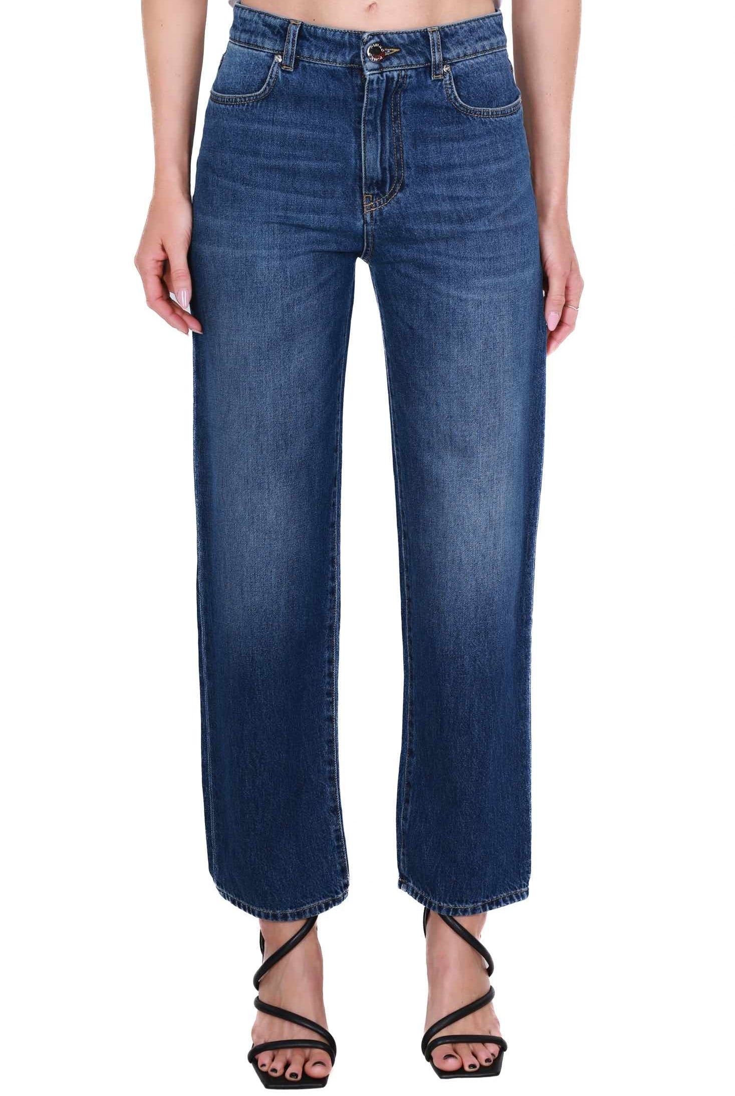 Pinko jeans boy friend in tela denim blu