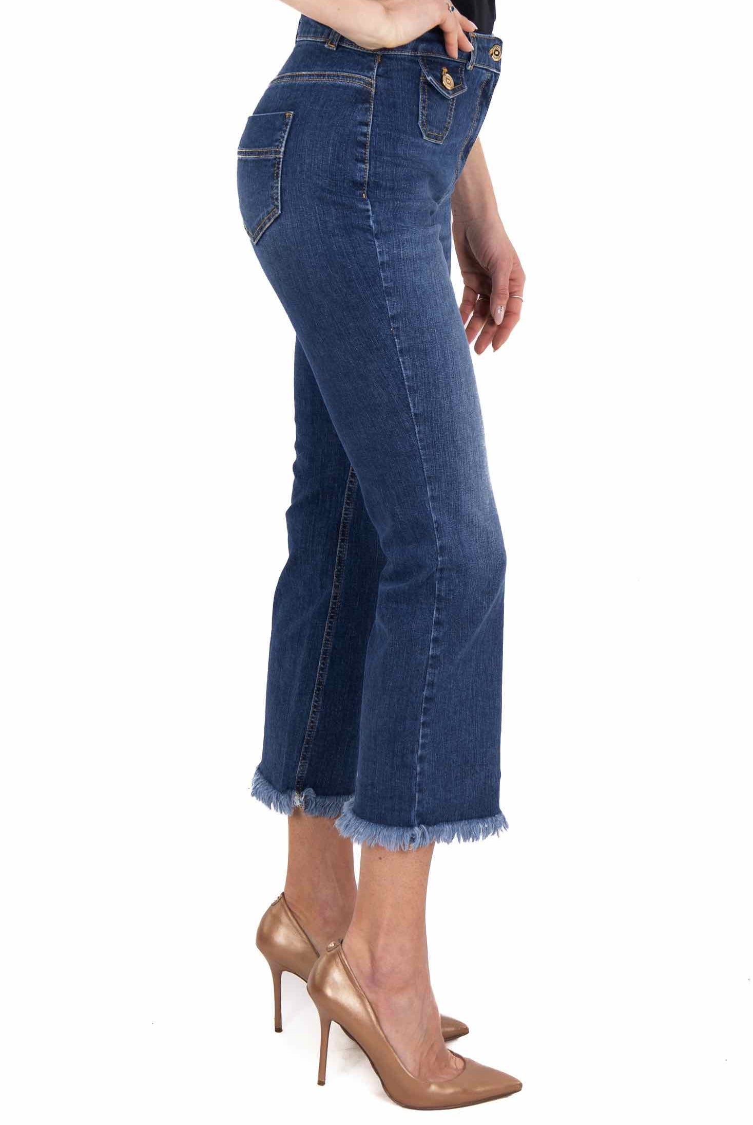 Elisabetta Franchi jeans cropped a zampetta blu