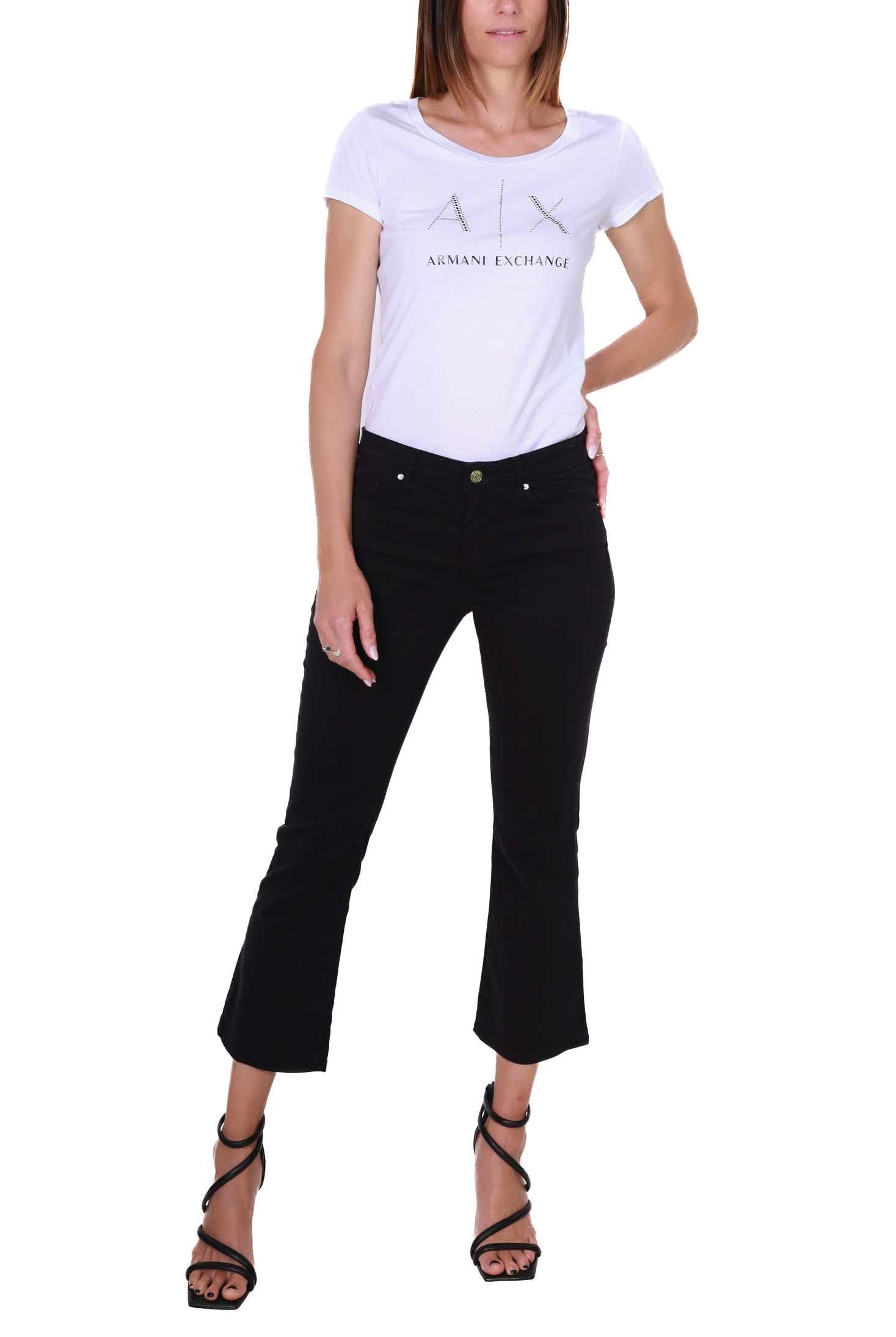 Ax Donna jeans flare cropped in cotone stretch nero