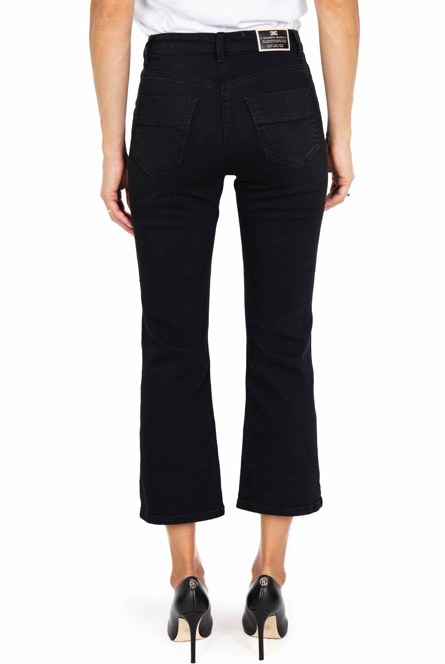 Elisabetta Franchi jeans flare cropped in denim nero