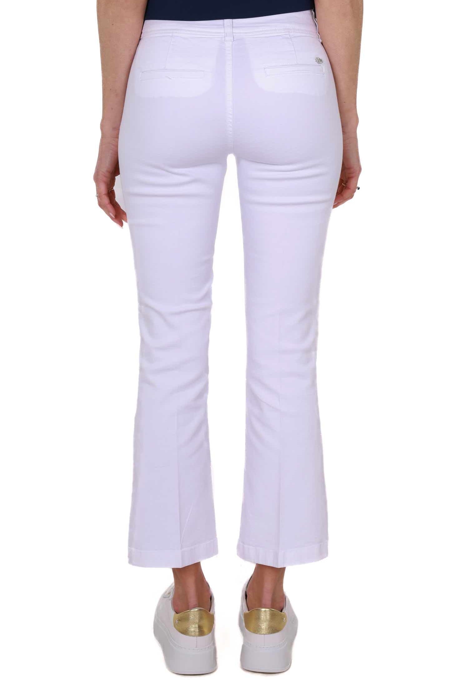 Blu Denim jeans flare in denim stretch bianco