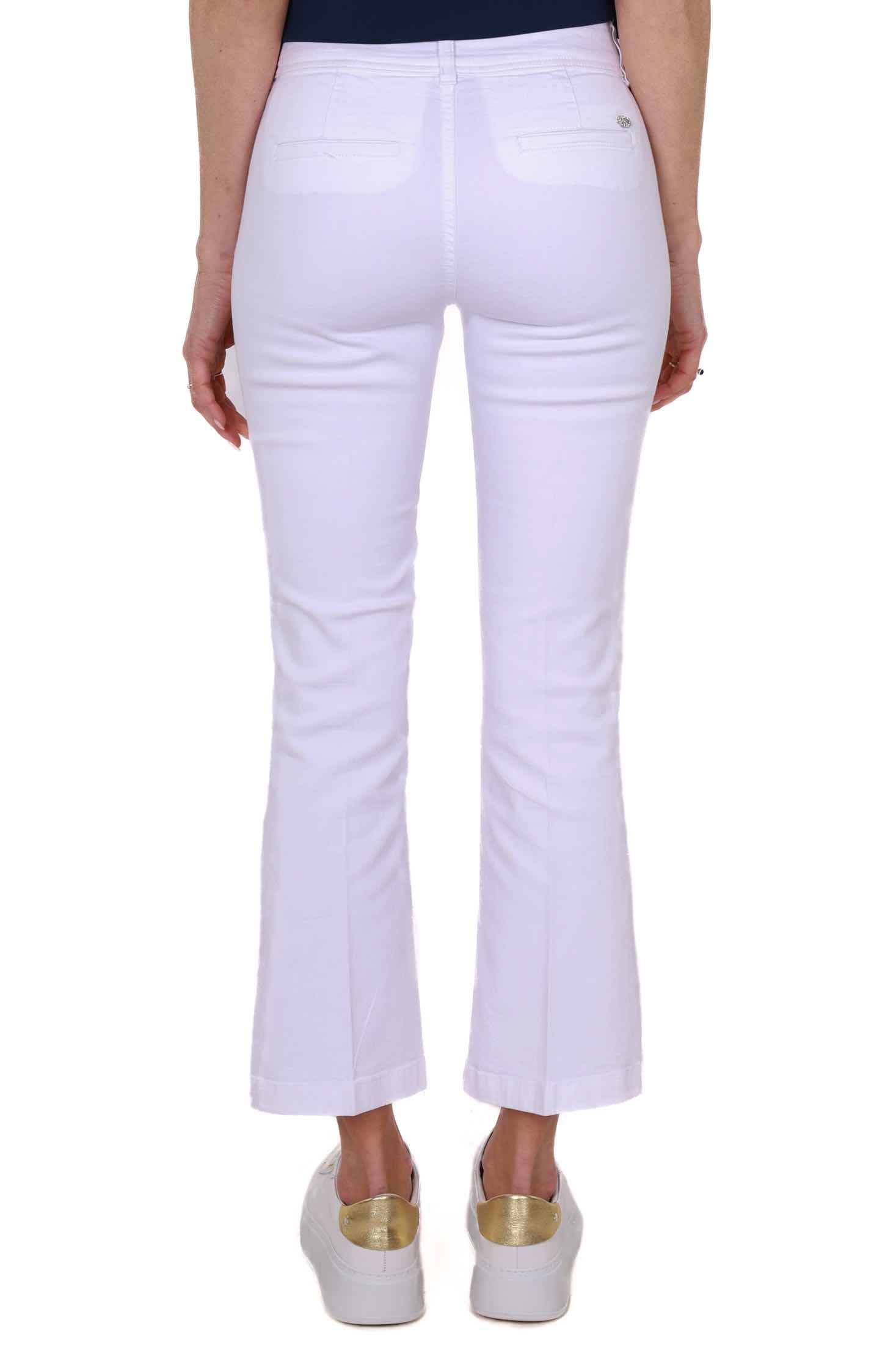 Blu Denim jeans flare in denim stretch bianco