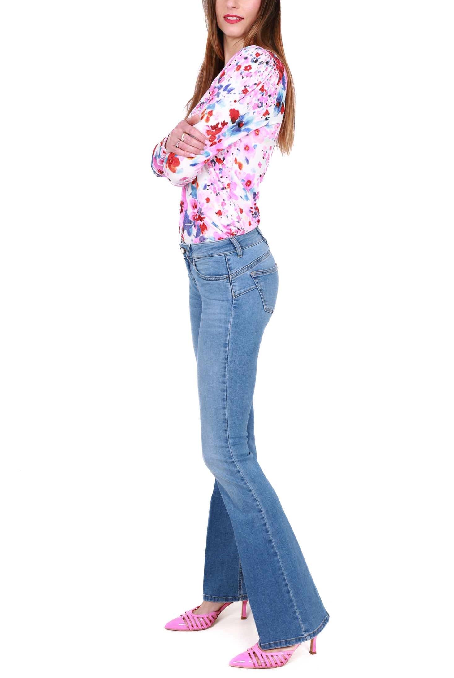 Blu Denim jeans flare in denim stretch blu
