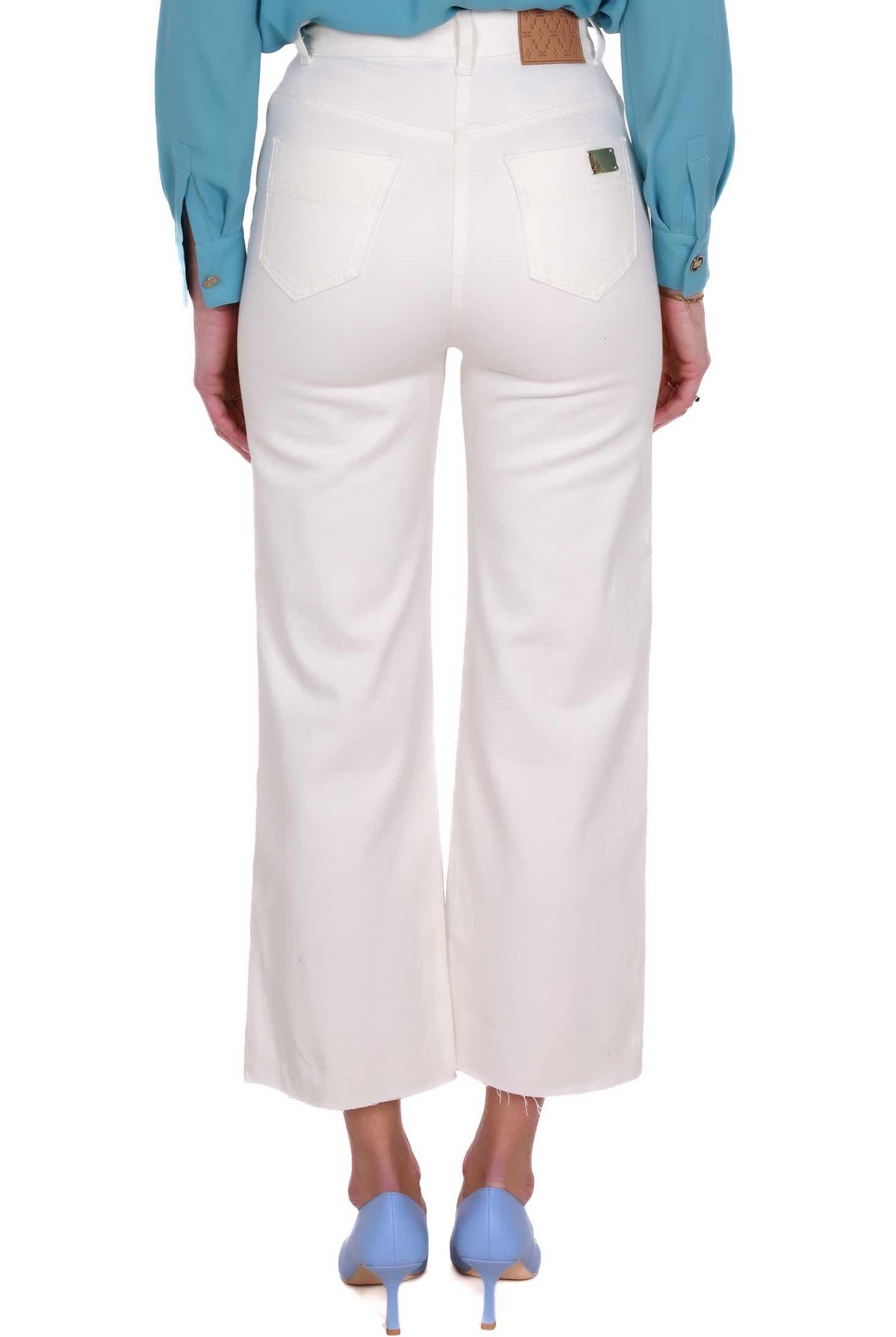 Elisabetta Franchi jeans flared in drill di cotone burro