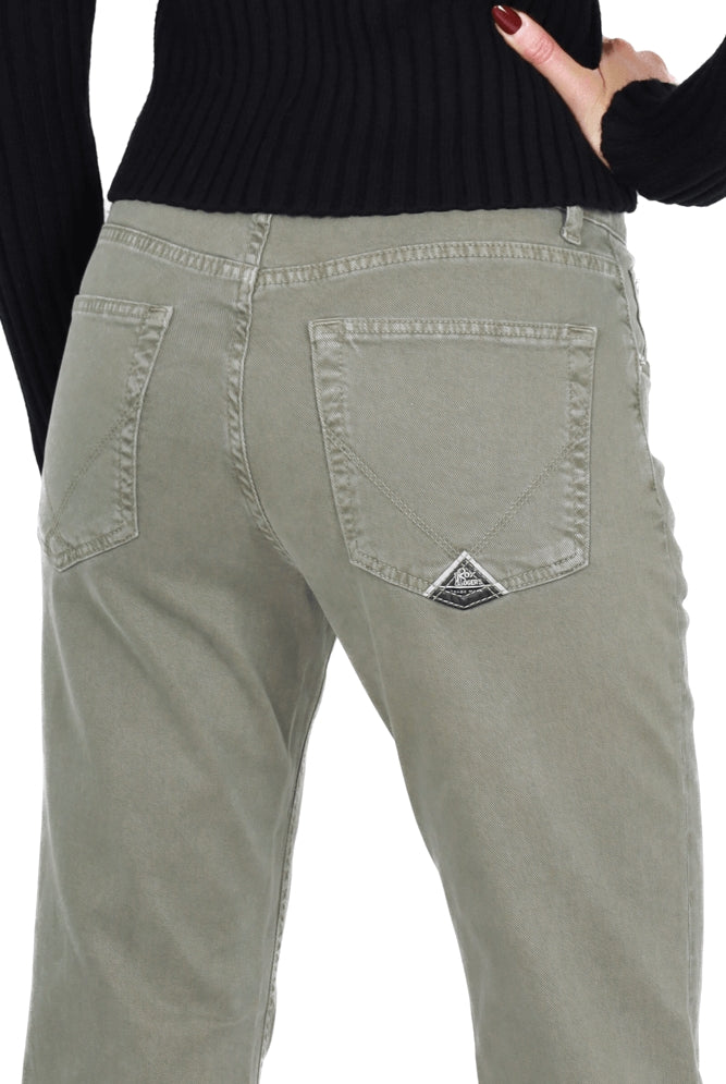 Roy Roger's Donna jeans gamba dritta in cotone colorato verde