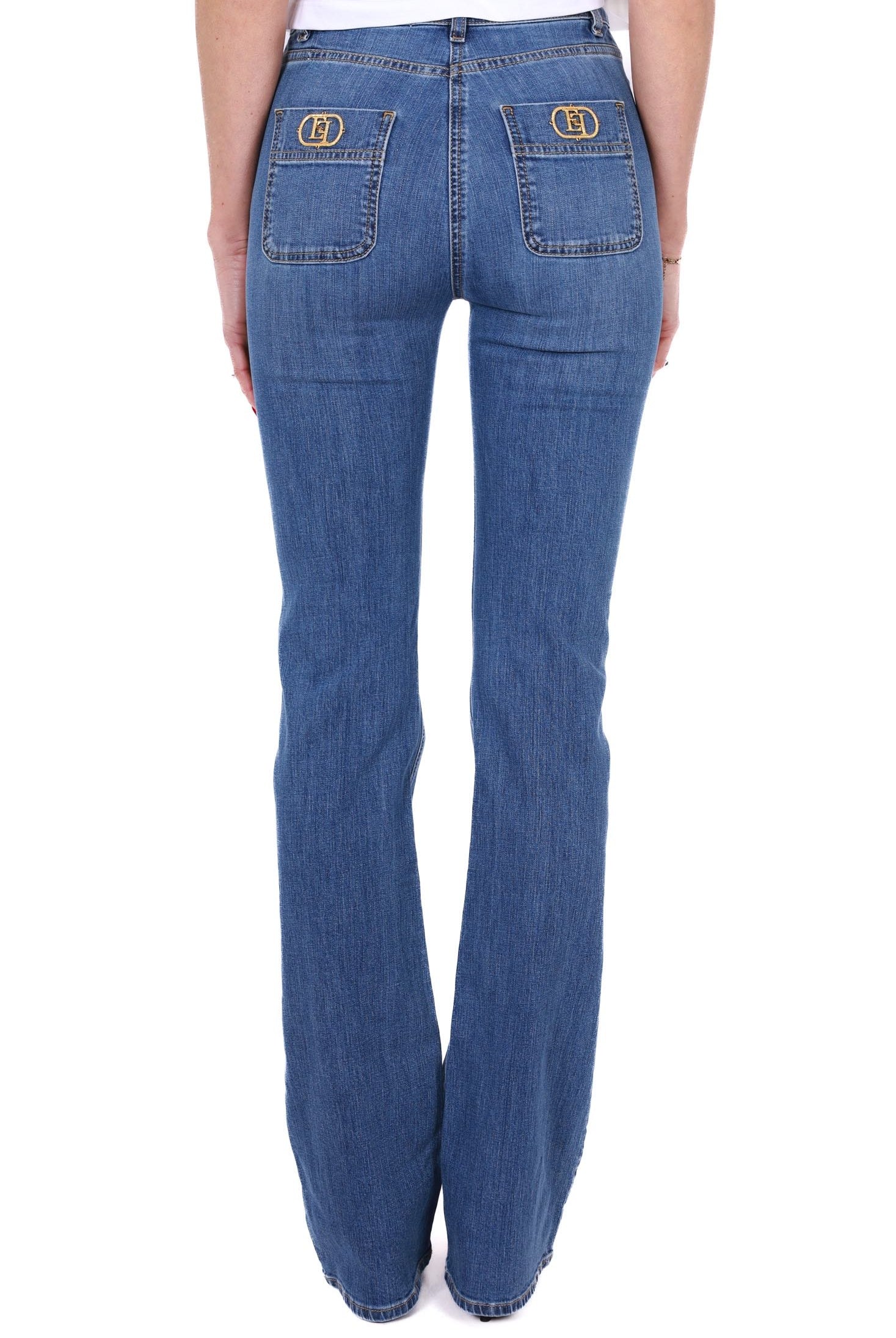 Elisabetta Franchi jeans gamba dritta in denim stretch blu