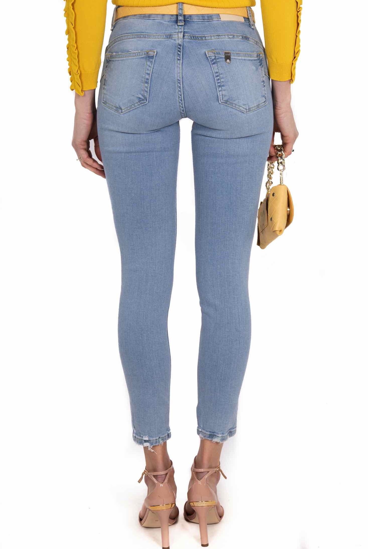 Blu Denim jeans skinny con borsa blu