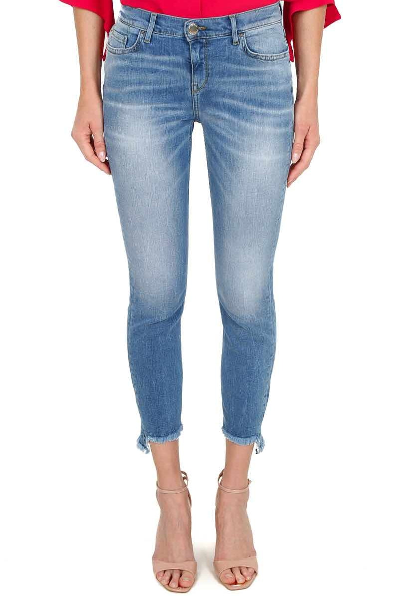 Pinko jeans skinny con orlo sfrangiato blu