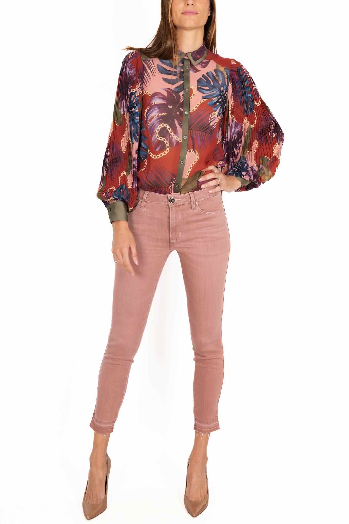 Guess Donna jeans skinny con orlo sfrangiato rosa