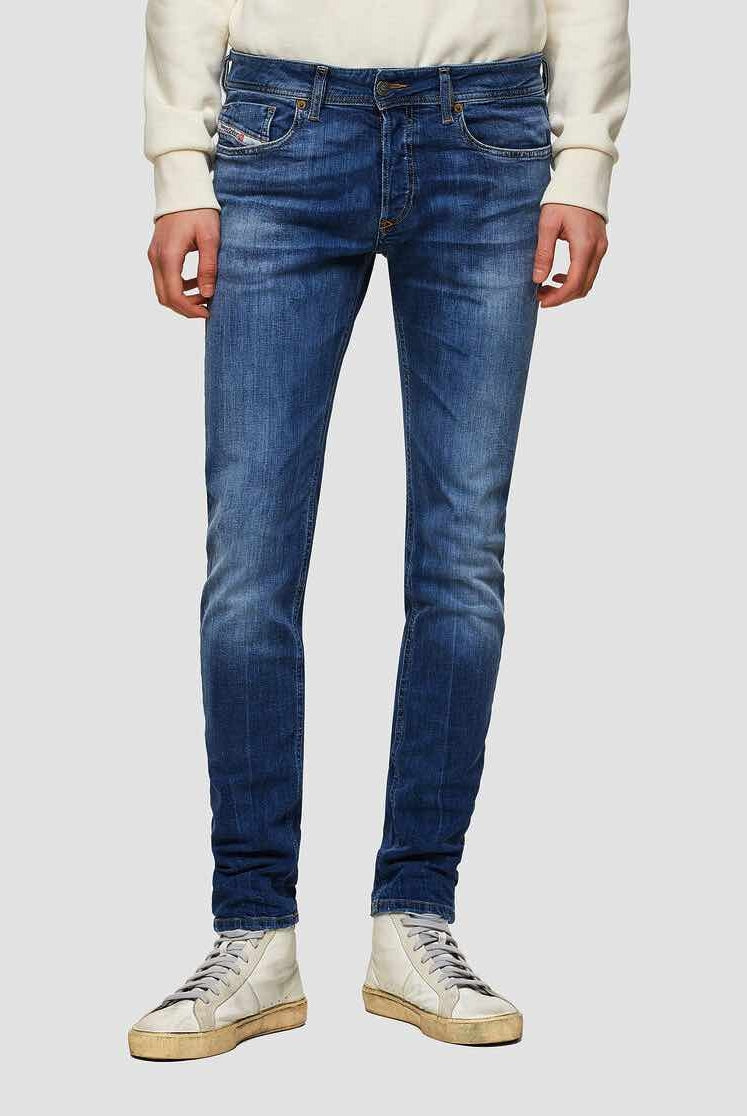 Diesel Italia Spa jeans skinny in denim stretch stone washed blu