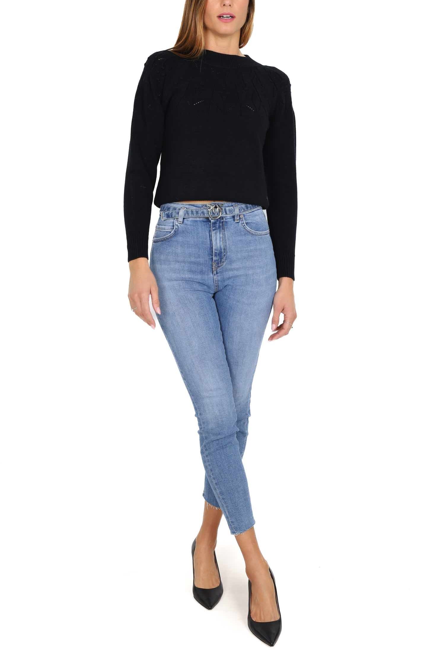 Pinko jeans skinny in denim super stretch con cintura blu