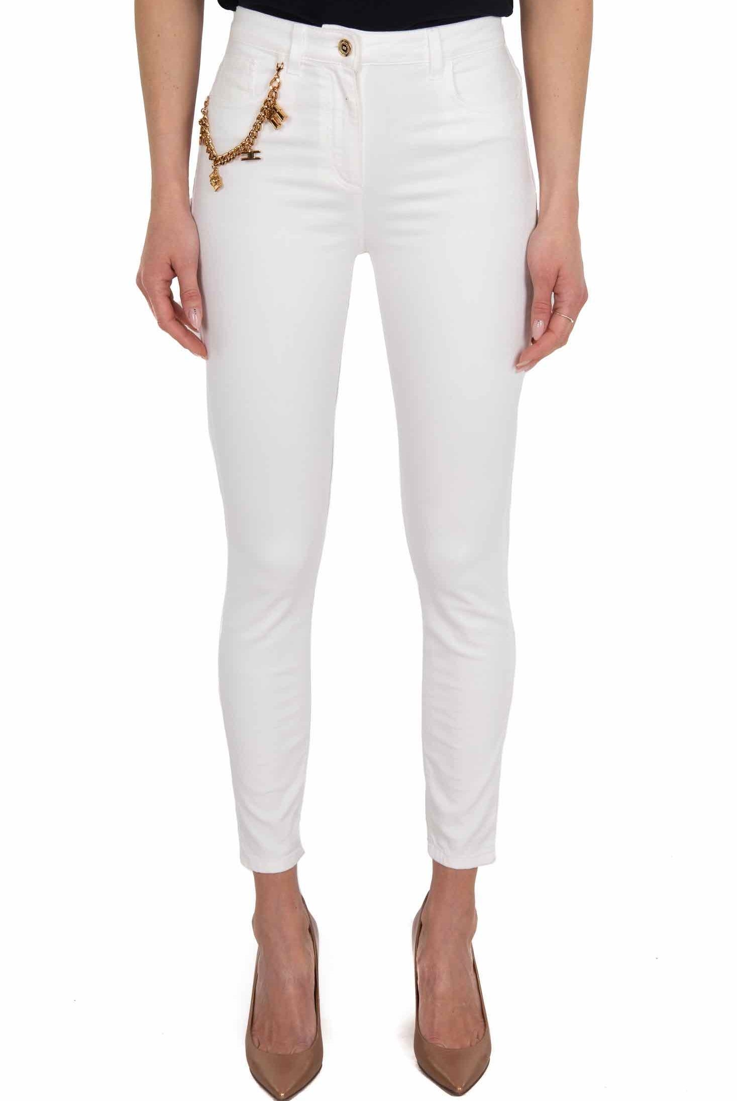 Elisabetta Franchi jeans skinny in tela cotone con pendagli burro