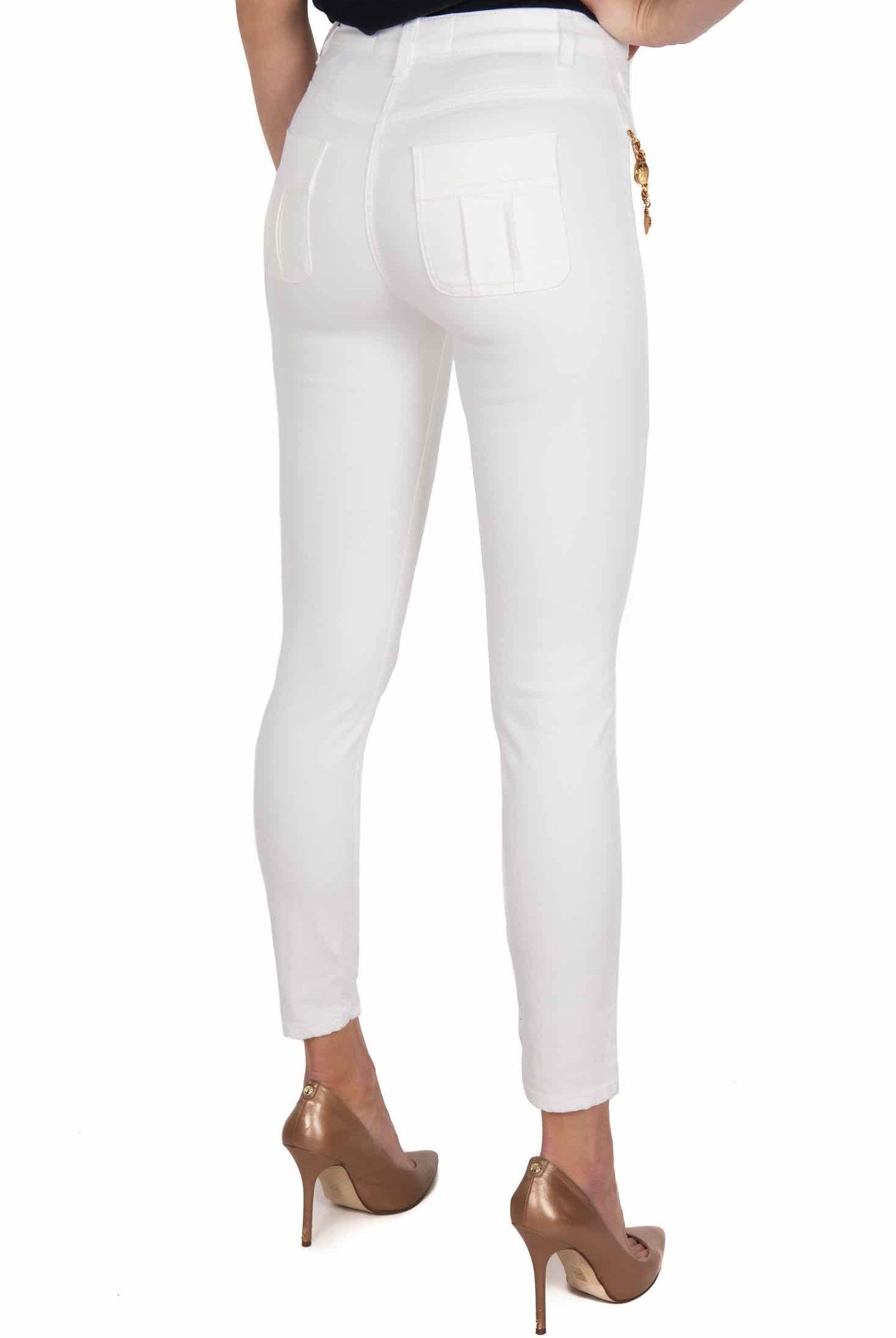 Elisabetta Franchi jeans skinny in tela cotone con pendagli burro