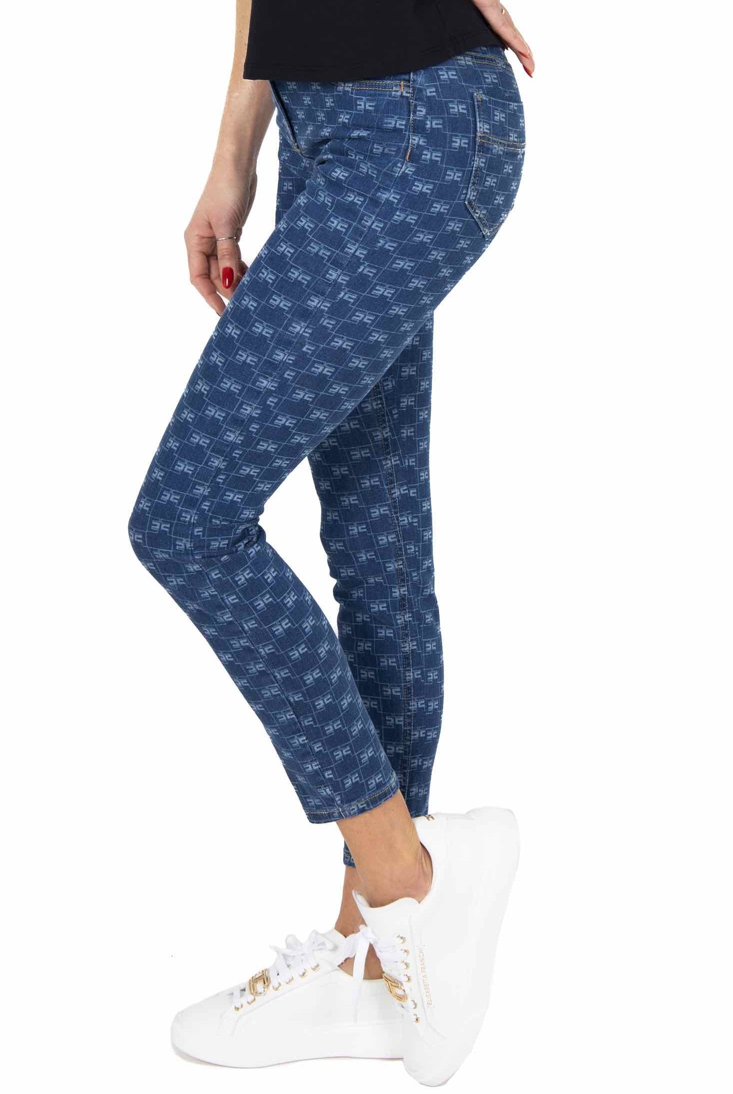 Elisabetta Franchi jeans skinny in tela denim con logo blu