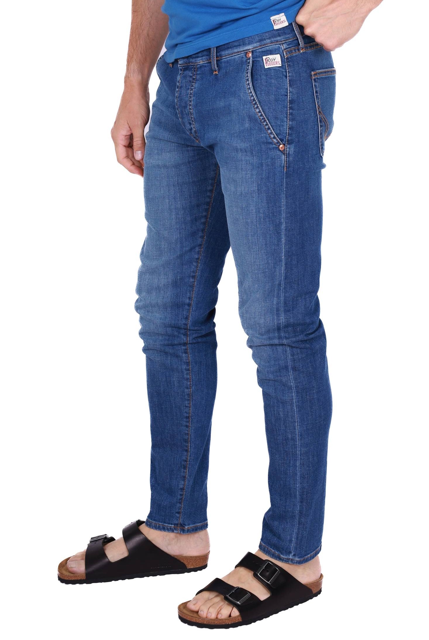 Roy Roger's Uomo jeans tasche alla francese in denim stretch blu
