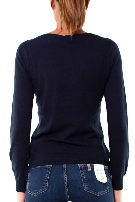 Liujo Knitwear maglia a barchetta con perline sul collo blu