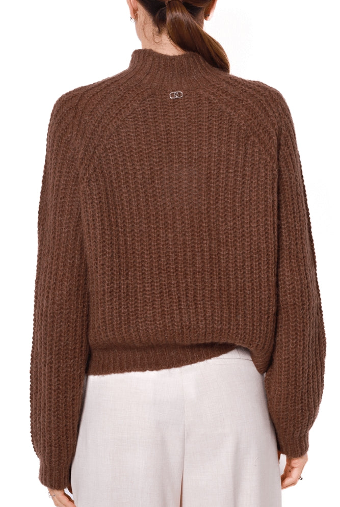 Liu Jo White maglia a coste in misto alpaca marrone