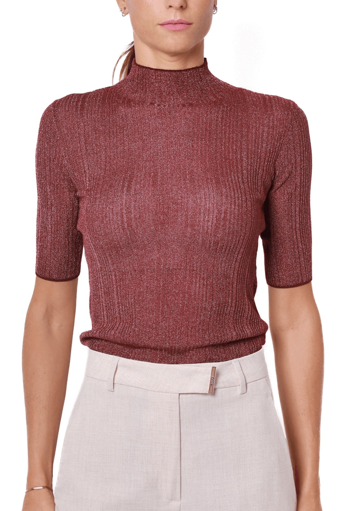 Liu Jo Black maglia collo alto a costine bordeaux