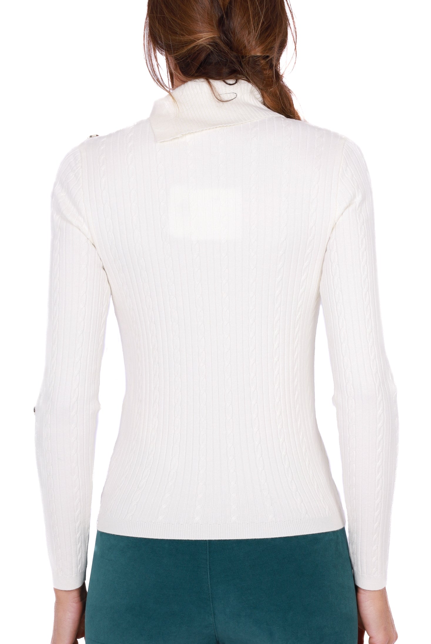 Liu Jo White maglia collo alto a costine burro