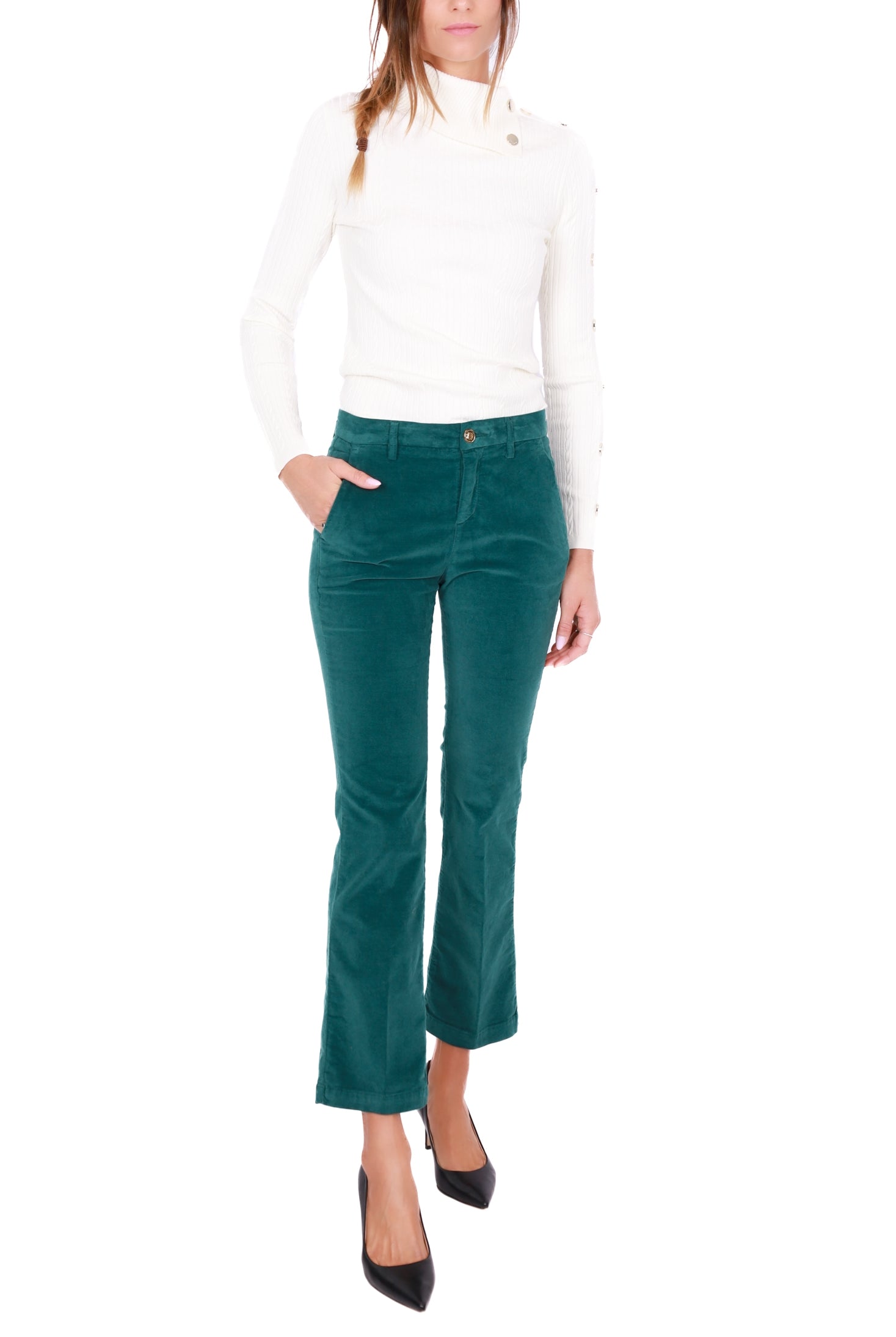 Liu Jo White maglia collo alto a costine burro