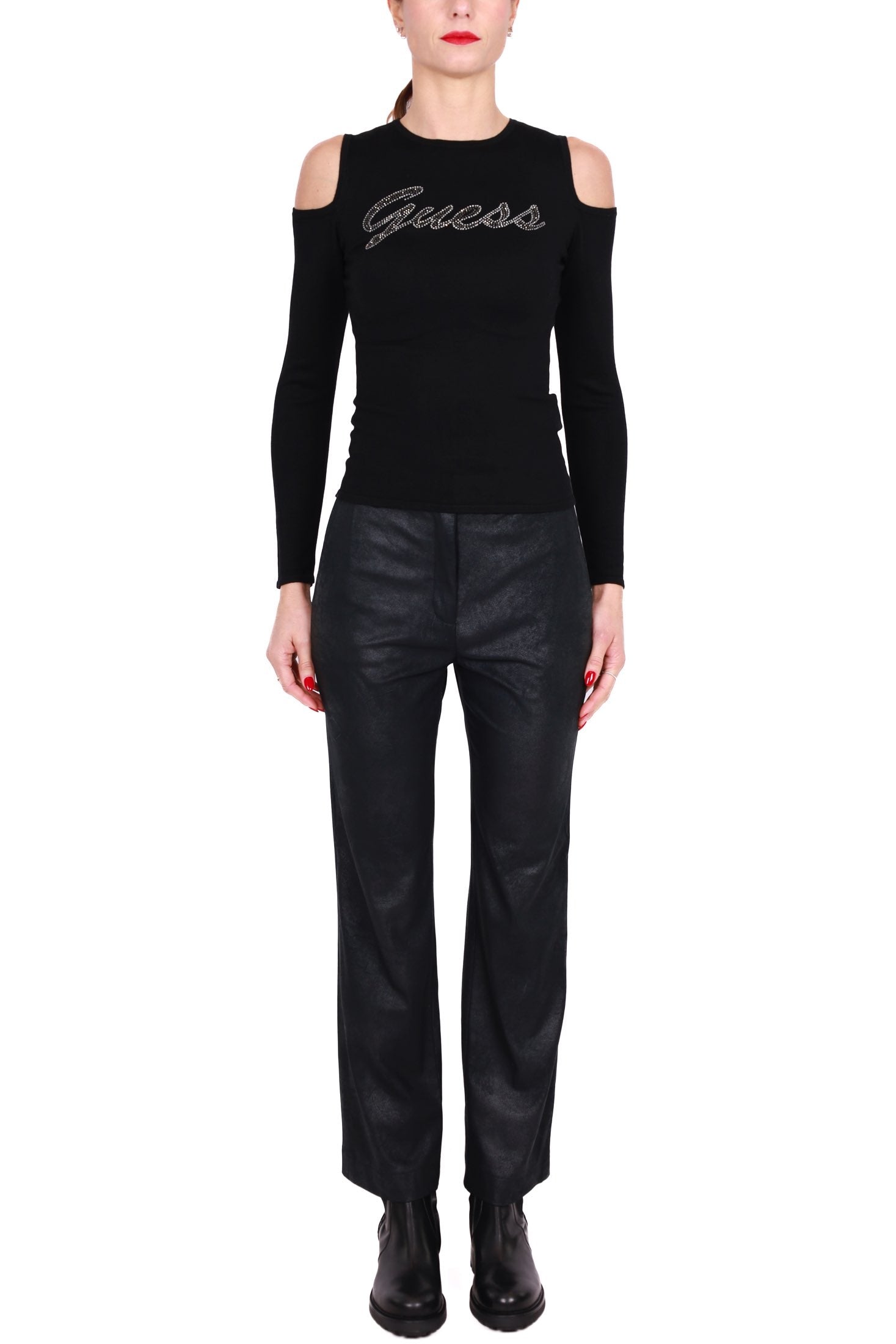 Guess Donna maglia con cut out e logo nero