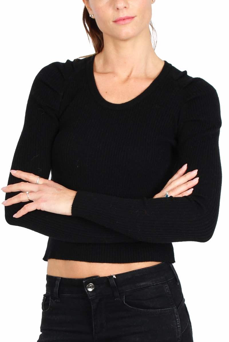 Vicolo maglia corta girocollo a costine nero