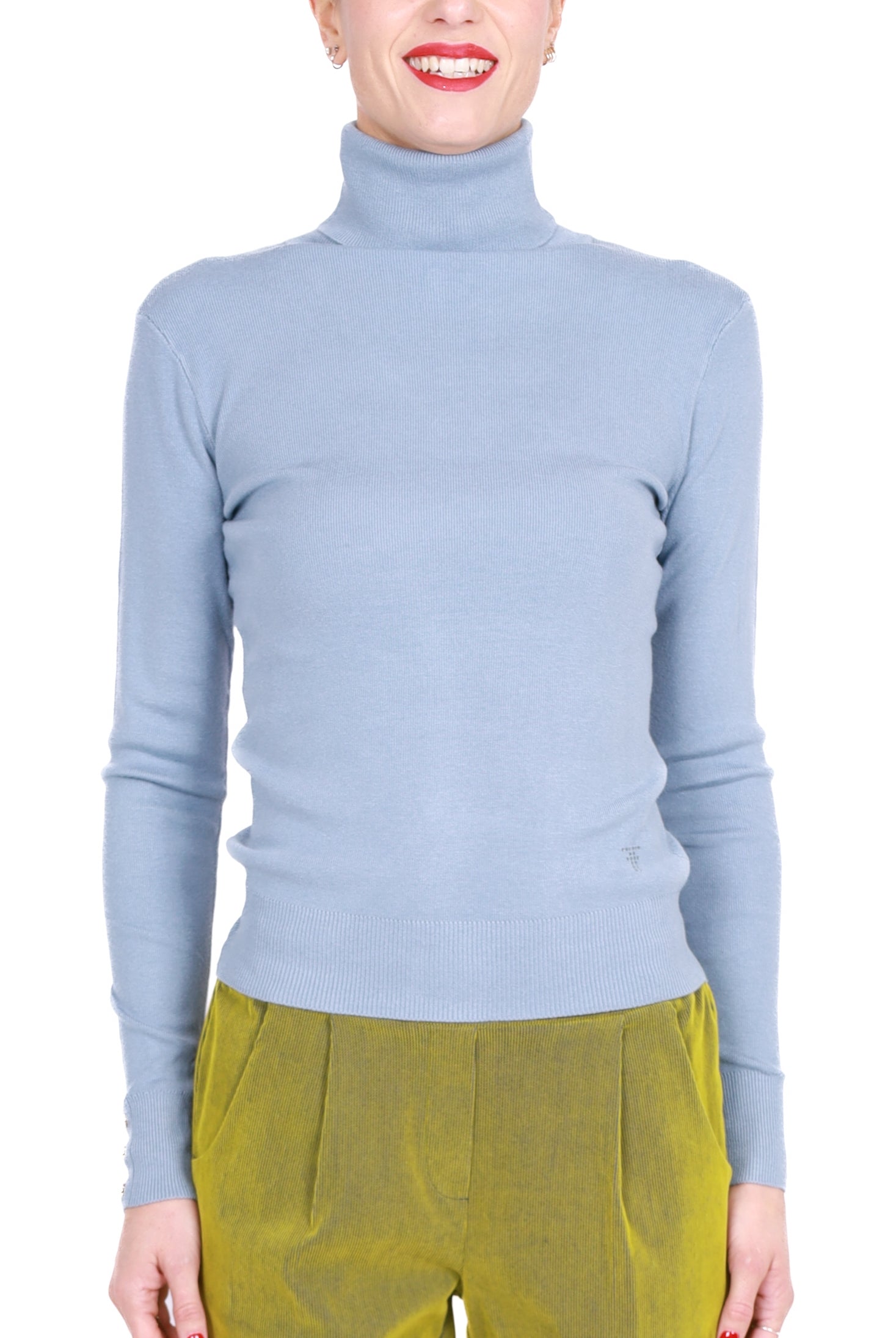 Fracomina maglia dolcevita in misto viscosa azzurro