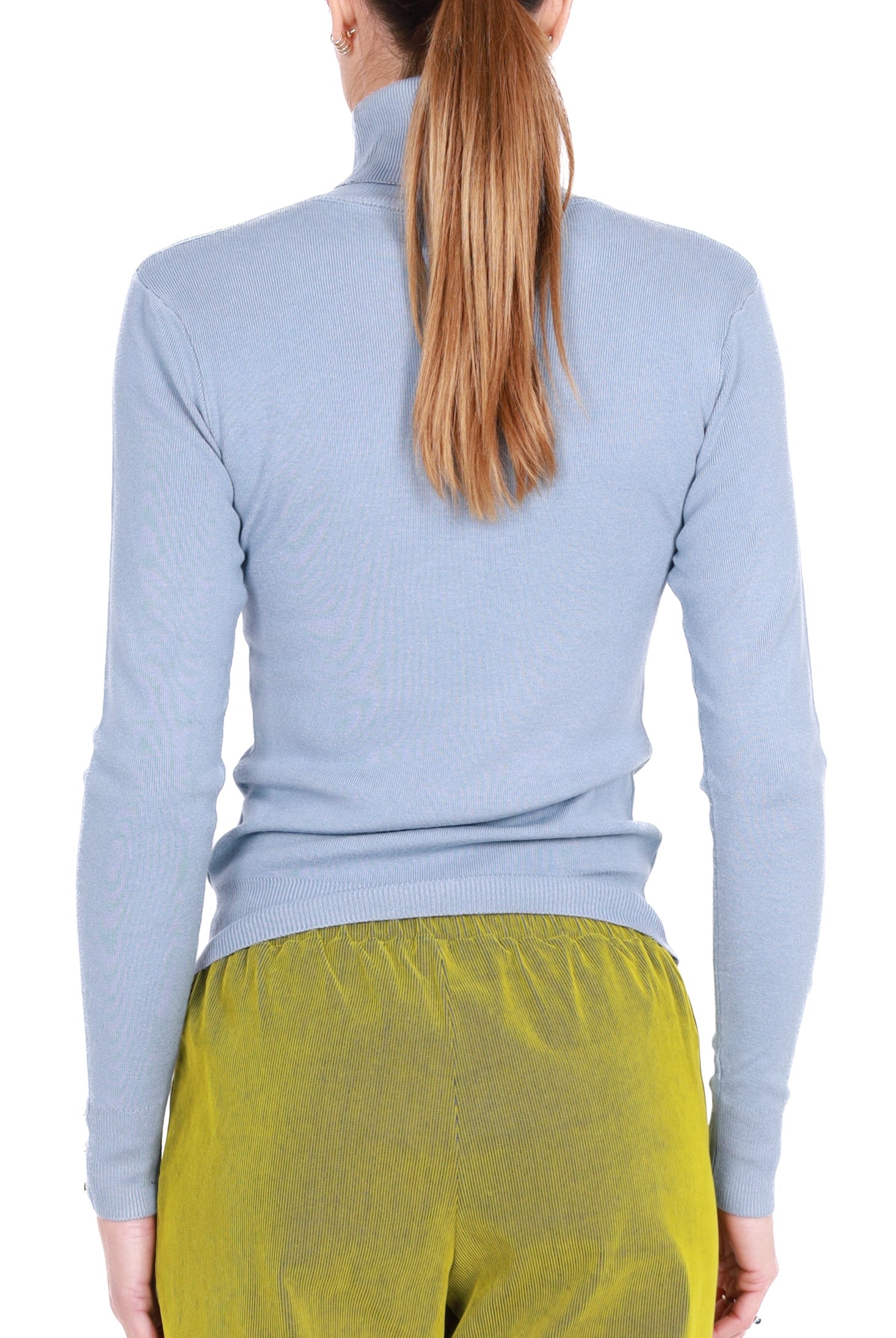 Fracomina maglia dolcevita in misto viscosa azzurro