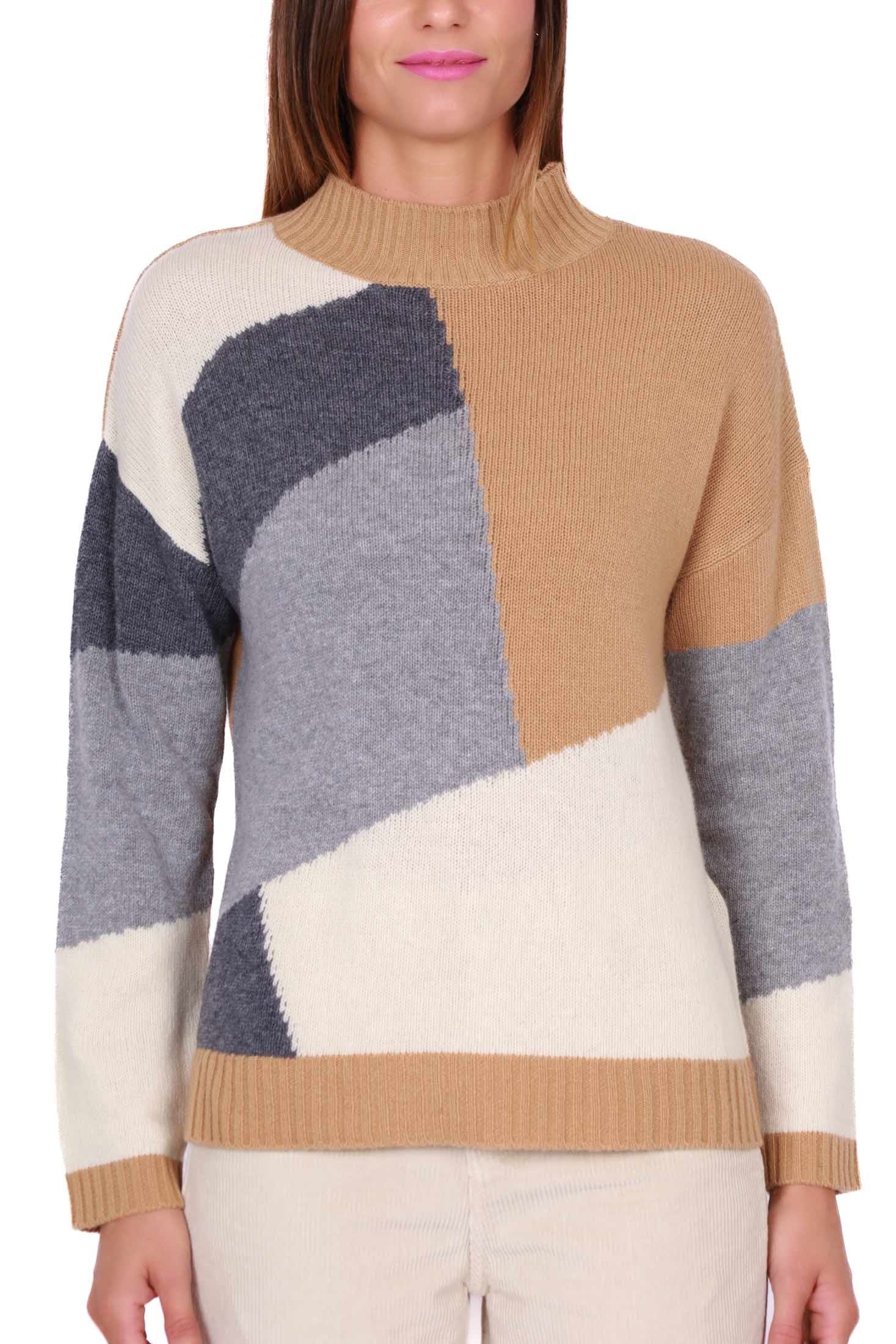 Emme Marella maglia donna disegno geometrico cammello