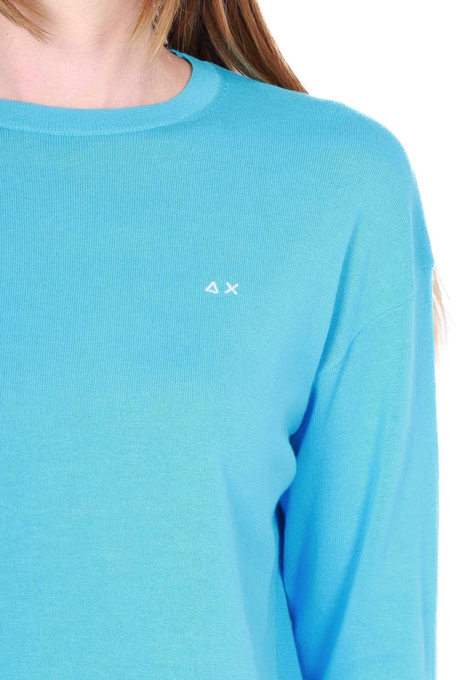 Sun68 Uomo maglia donna girocollo in cotone turchese