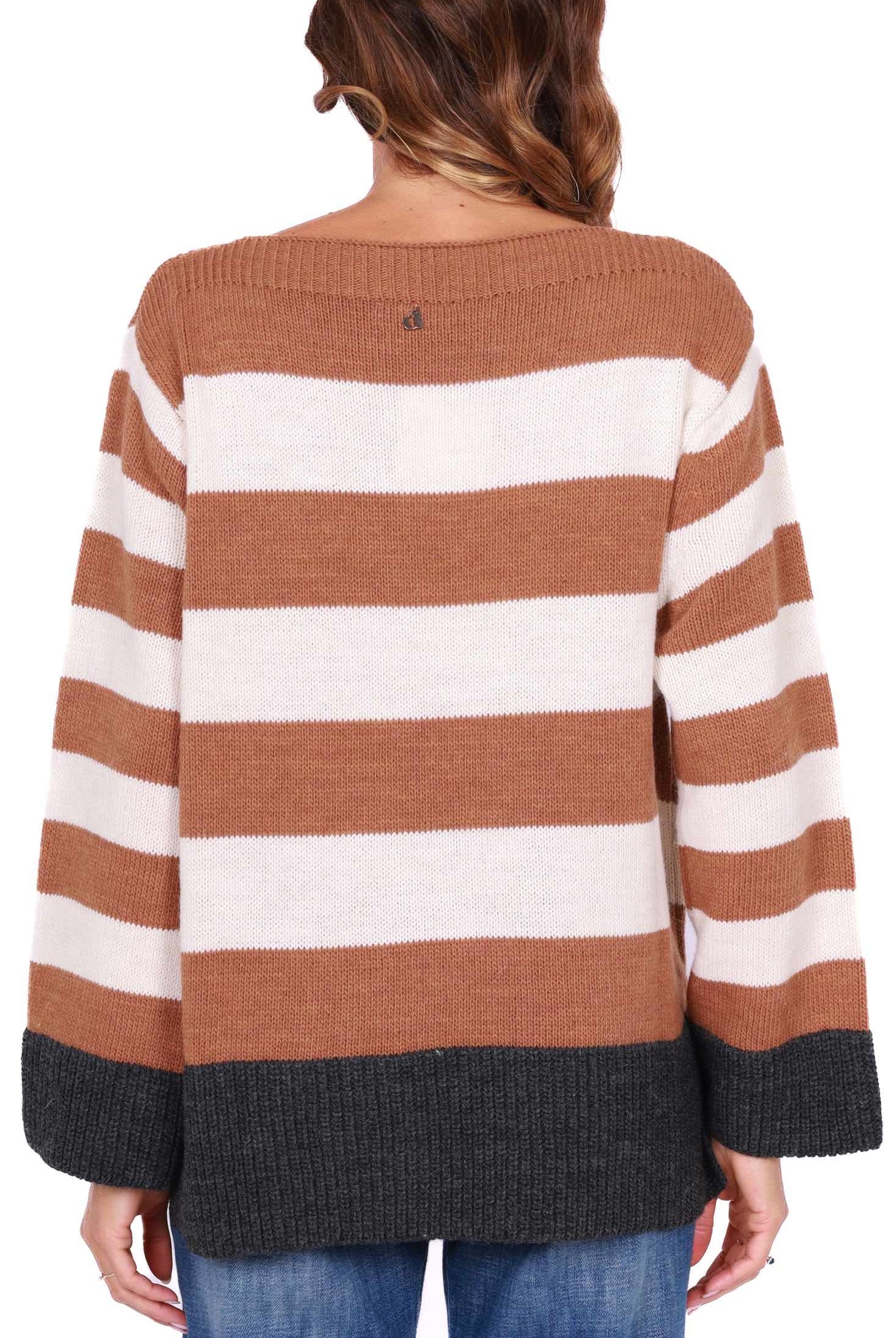 Dixie maglia donna oversize a righe cammello